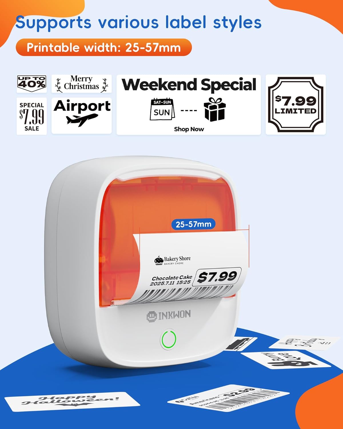 B21 Label Maker Machine with Tape, 2-Inch Wide Waterproof Tape, Bluetooth Portable Label Maker for Small Business, Office, Home, School Organization
