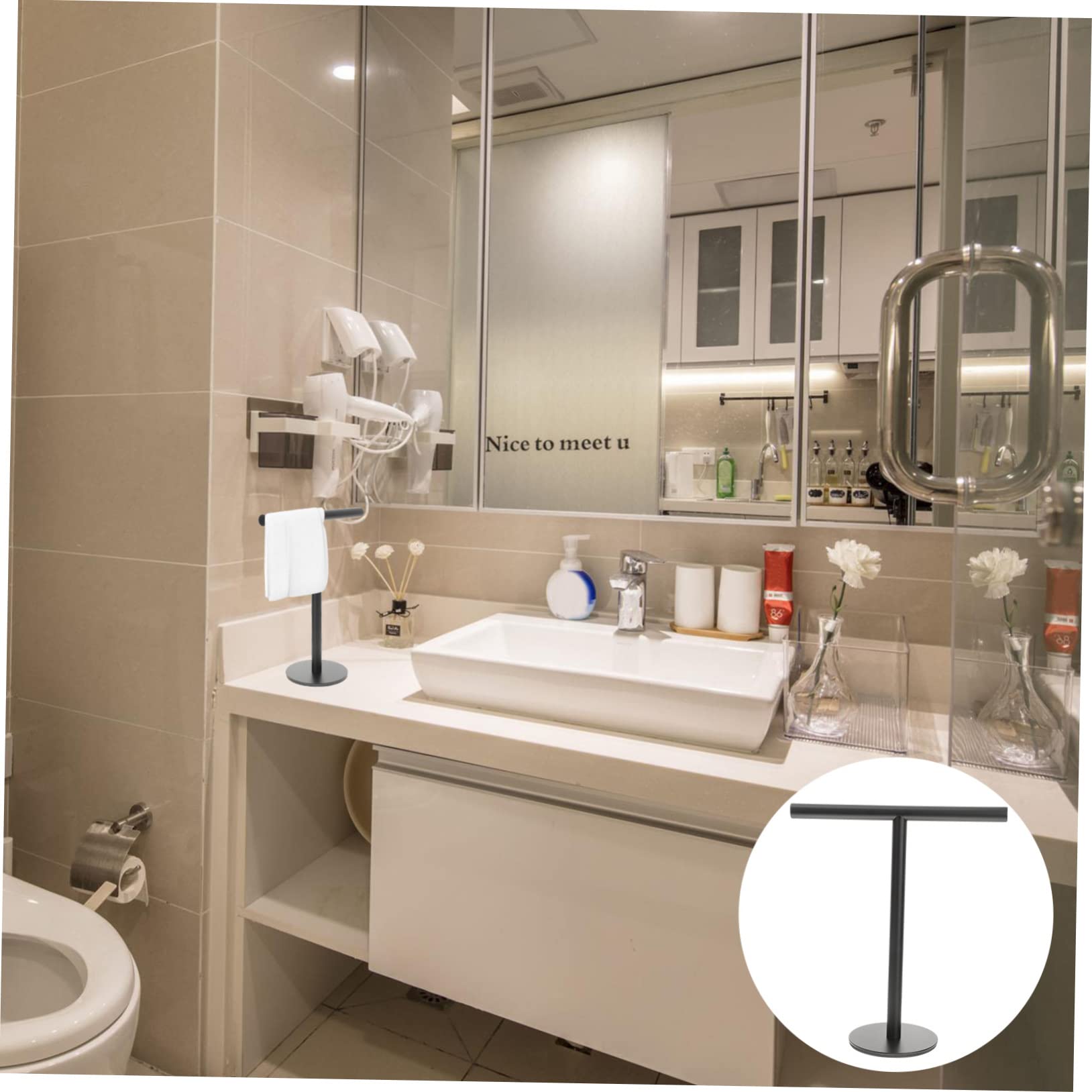 Genérico ToalleroSoporte Vertical Soporte para Toallas de encimera en Forma de T Soporte para Perchas Soporte para Toallas de Mano Diadema Joyería Acero Inoxidable