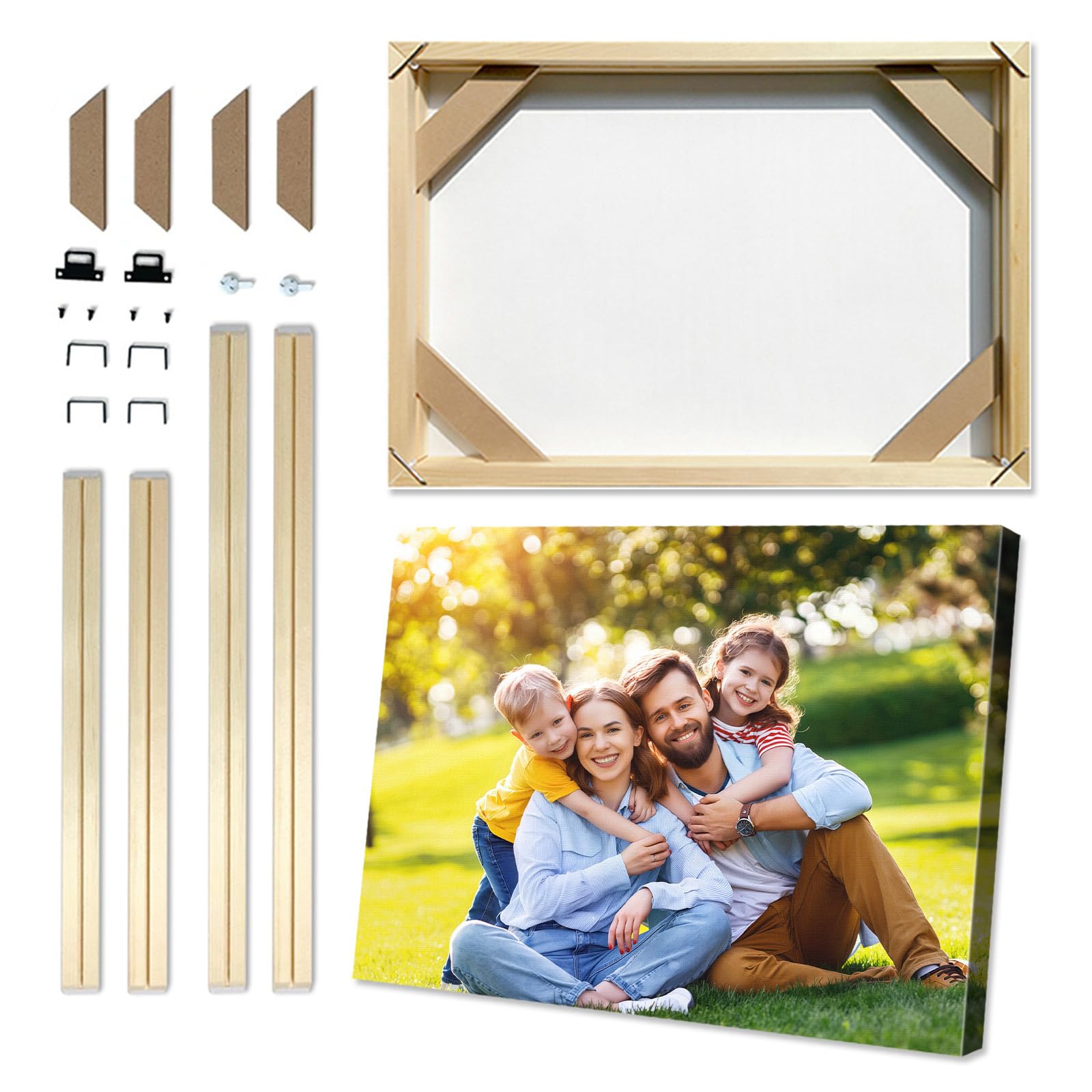 Vanshue Canvas Frame 40x50 cm(16x20 inch),Suitable for 45x55cm Canvas,Stretcher Bars DIY Wooden Picture Frames Kit for Oil Painting,Diamond Painting,Posters,Multiple Sizes with Self Assembly Kit