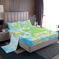 Erosebridal Jogo de lençol com mapa do mundo completo azul oceano jogo de lençol 4 peças para crianças meninos meninas, mapa de vários países lençol com elástico com 1 lençol de cima e 2 fronhas respirável decoração de quarto de casa dormitório