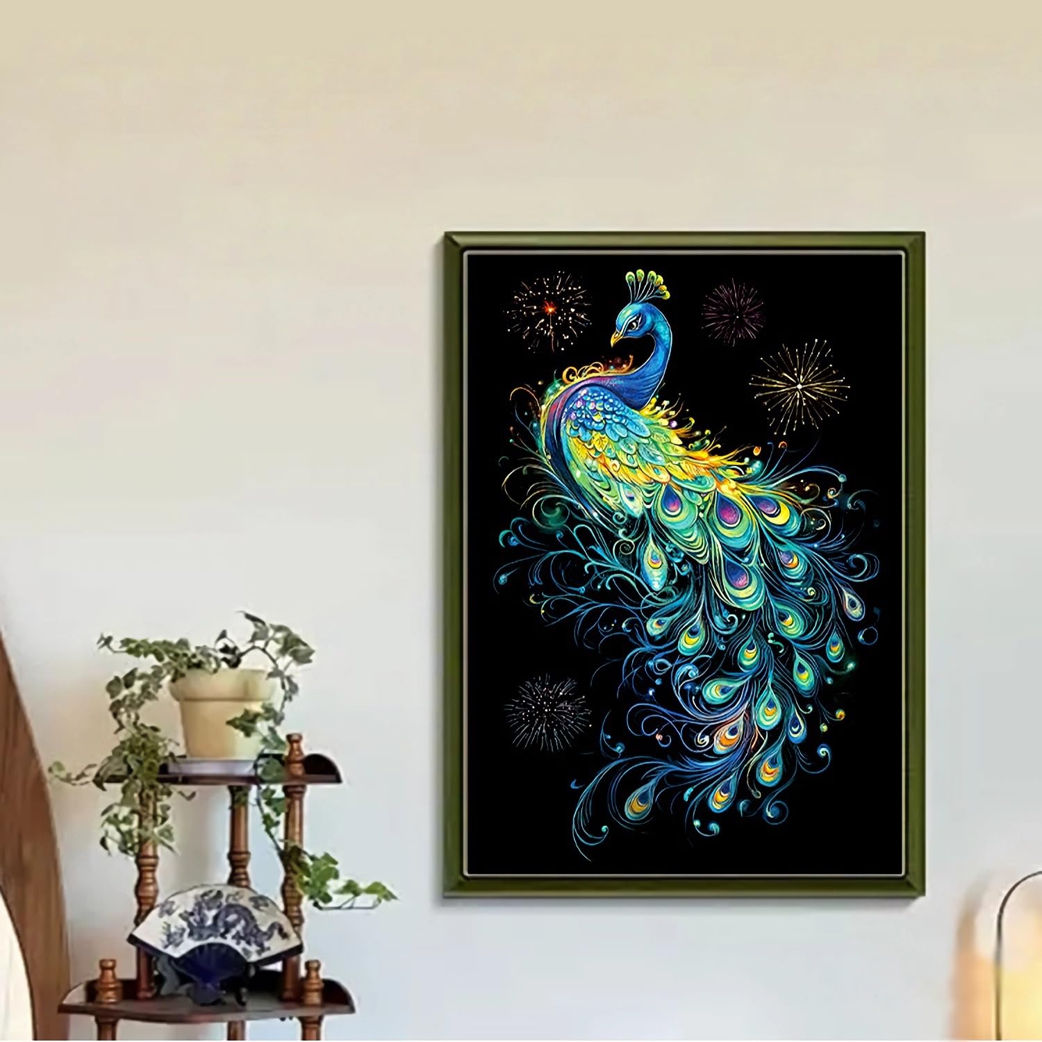 Peintures Carte à Gratter Scratch Painting Peacock Series 4 Feuilles 28,5x21 cm Papier Couché Couleur Glow in the Dark Avec Stylos Pour Adultes Enfants