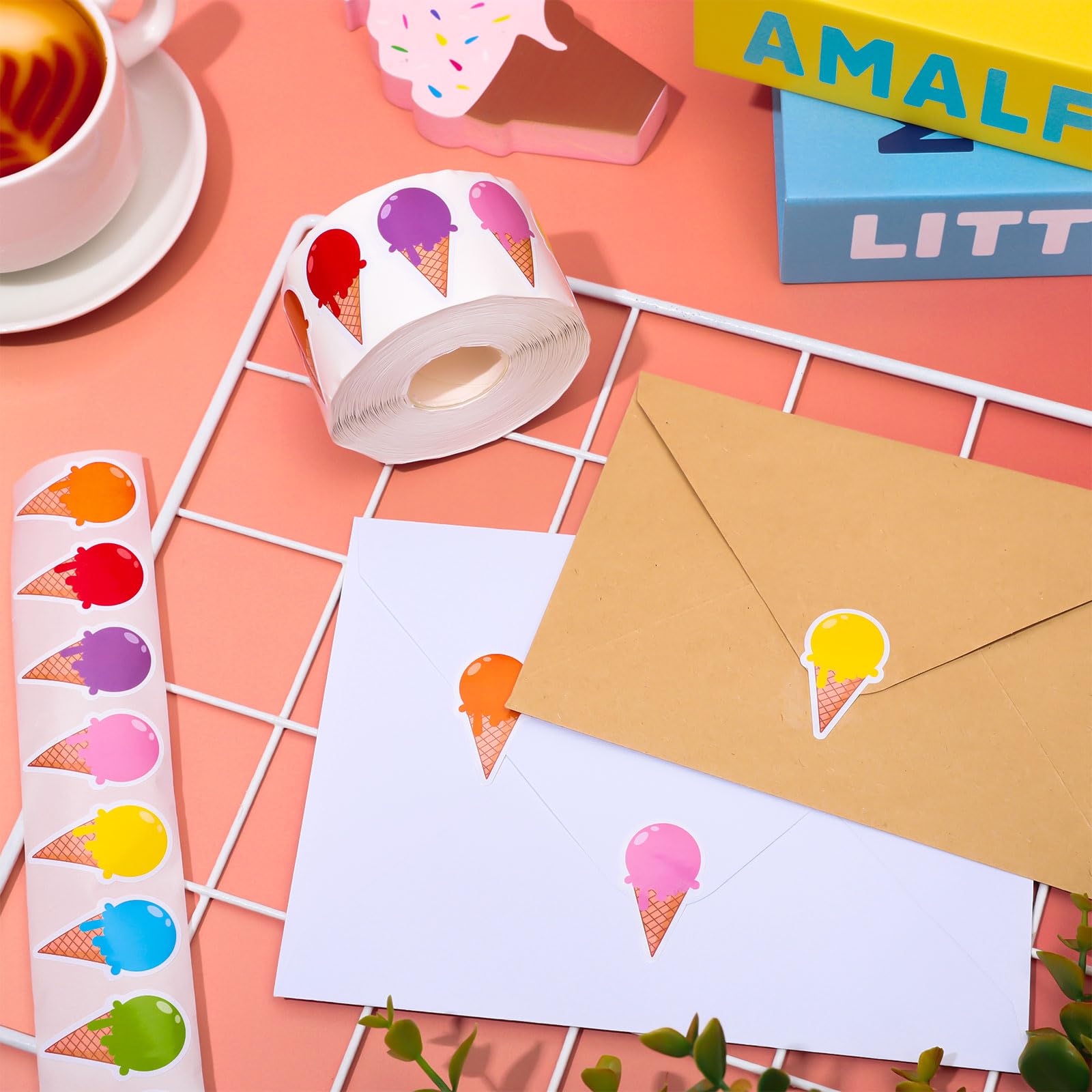 Amazon.com: FYSUIMU 1000Pcs Summer Ice Cream Stickers Roll