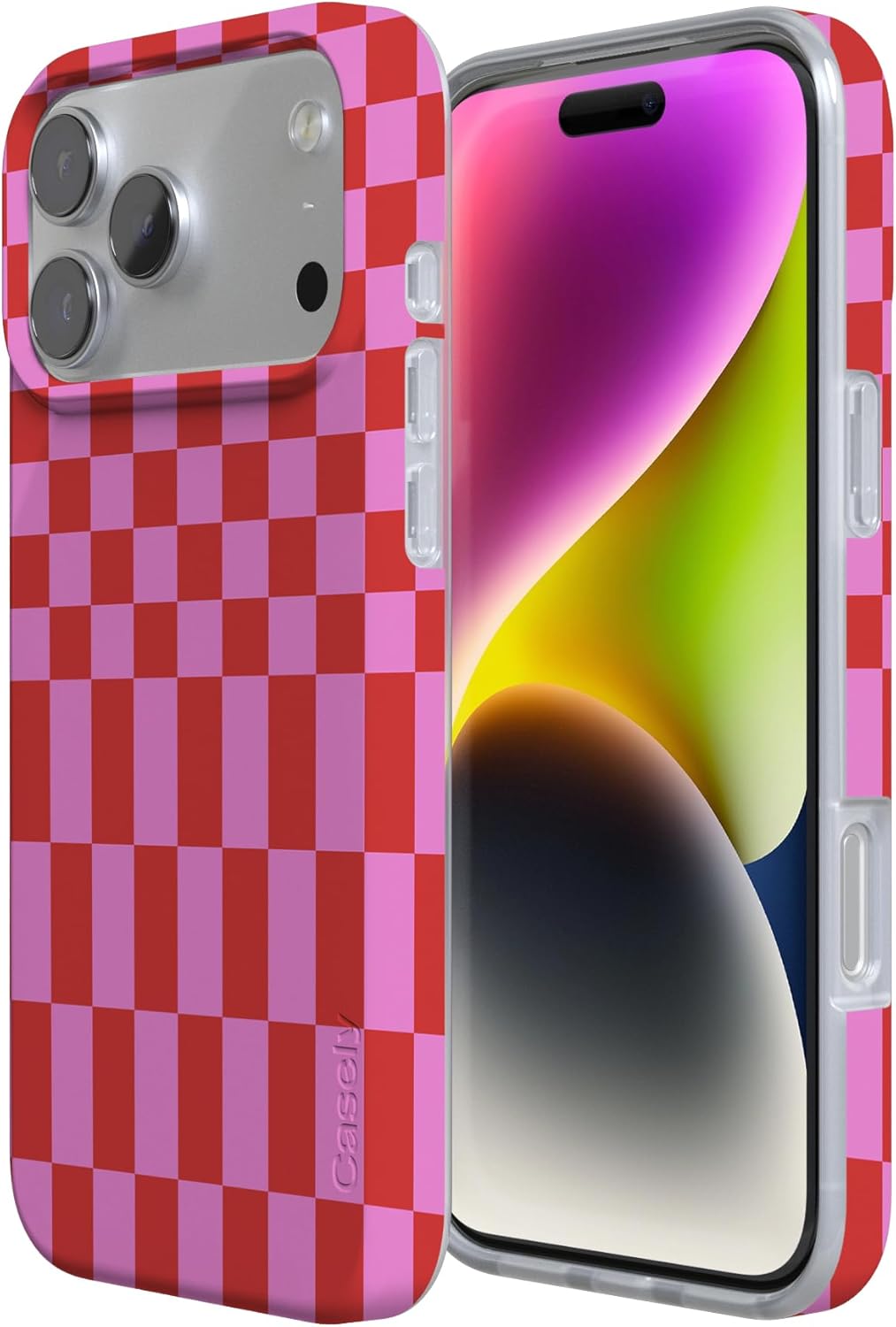 Casely iPhone 17 Pro Case | Vibe Check | Pink Checkerboard | Compatible with MagSafe | Classic Ultra Slim Design