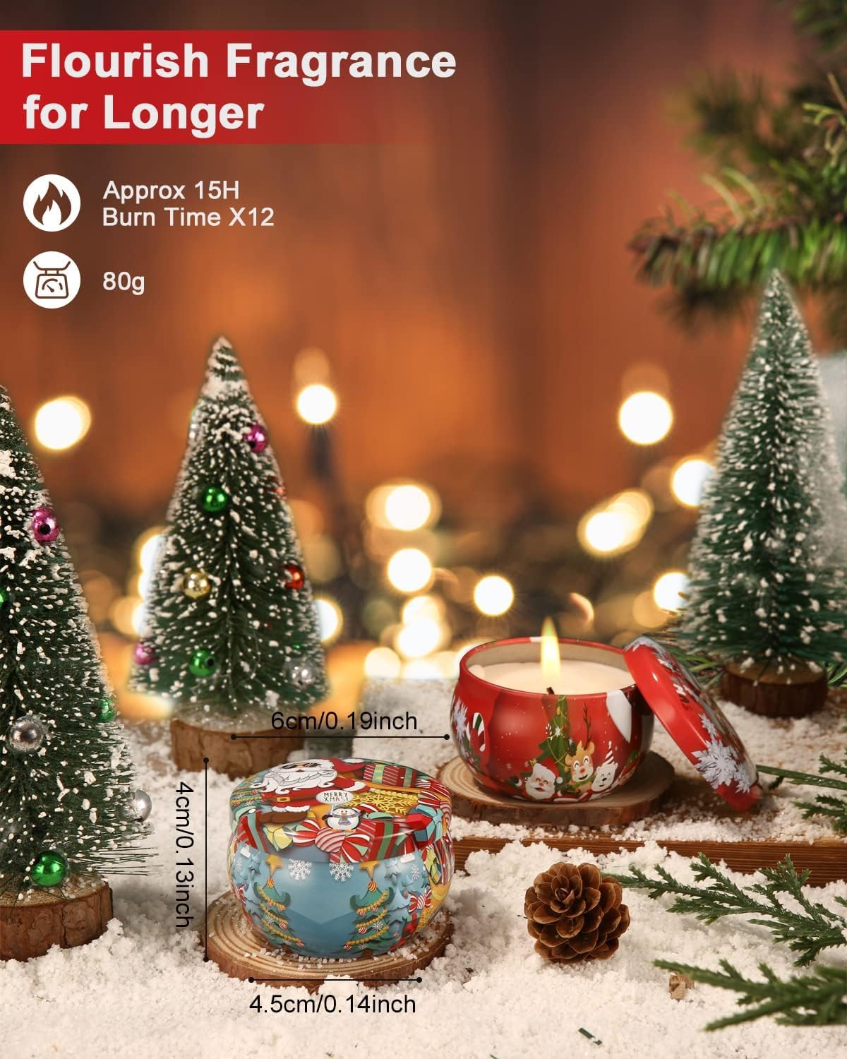 Coffret De 8 Bougies Parfumées De Noël - 100% Cire De Soja - Parfums Festifs (Pain D'Épices, Vin Chaud, Etc.) - Idéal Pour Décoration De Fête Et Cadeau - 7