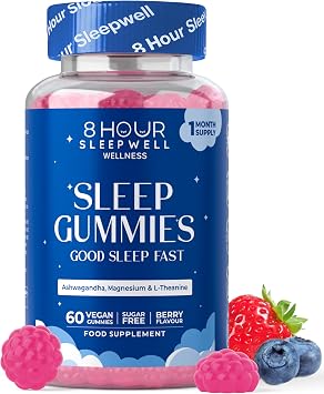 Magnesium Glycinate Sleep Gummies - Sugar-Free   High Strength Sleep Aid with Ashwagandha, Lemon Balm, L-Theanine & B6 for Relaxation & Sleep - Alternative to Melatonin Tablets   Vegan - 60 Gummies