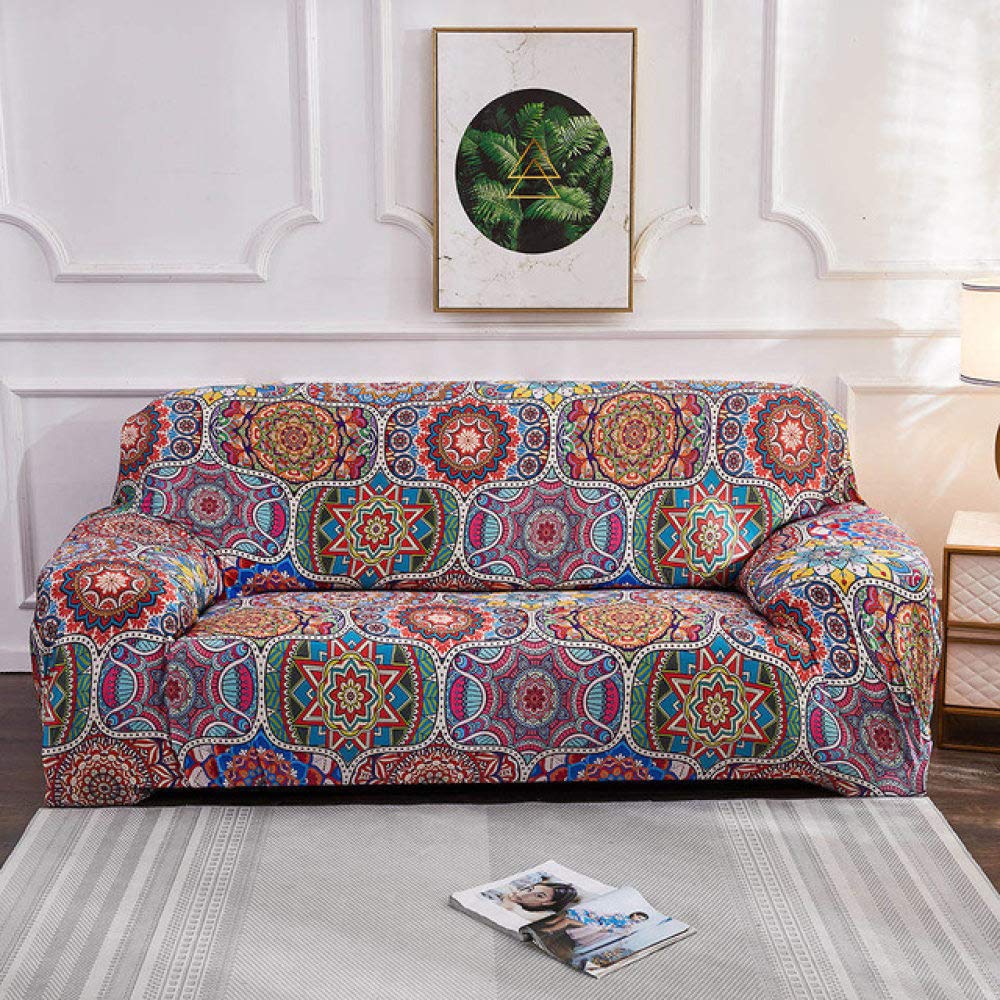 Housse de canapé 3 places en spandex élastique motif imprimé A 190-230cm pour salon