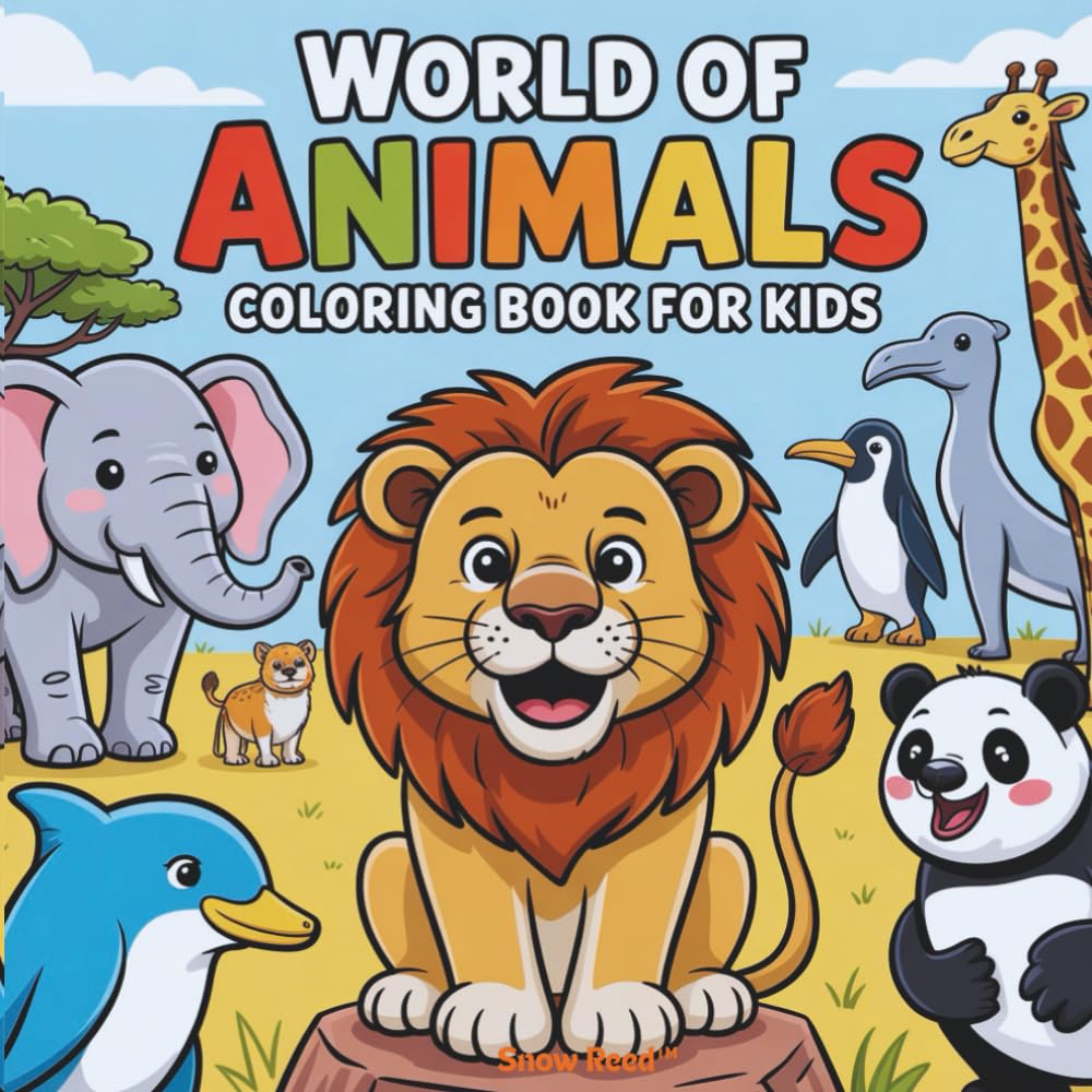 World of Animals Coloring Book: Fun and Easy Animal Coloring Pages for Kids