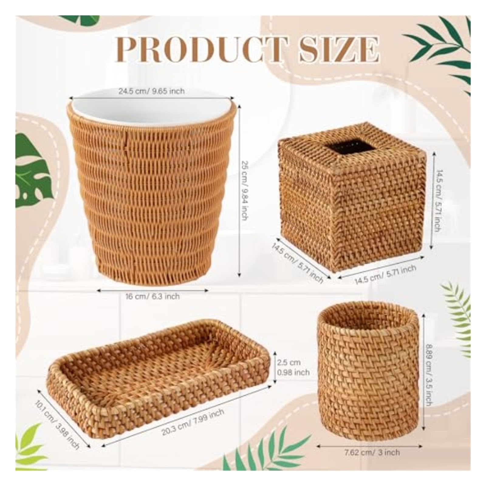 Scatola for fazzoletti in rattan quadrata da bagno 1 pz Per casa