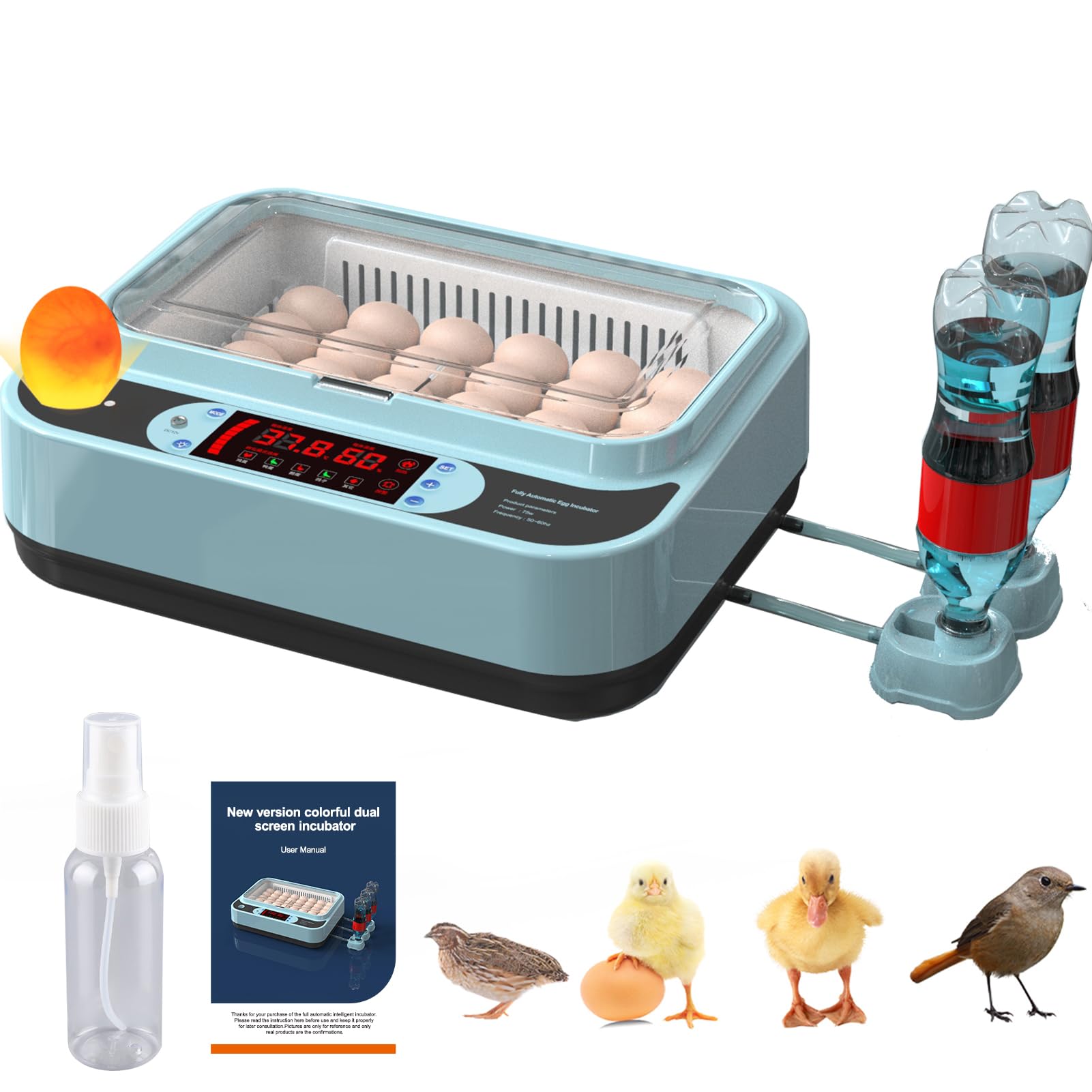 DETODDA 24 Egg Incubators for Hatching Eggs with Automatic Turner Humidity control, Chicken Egg Incubator, Incubator for Chicken Eggs, Egg Candler, Poultry for Hatching Quail Duck Goose Chicks