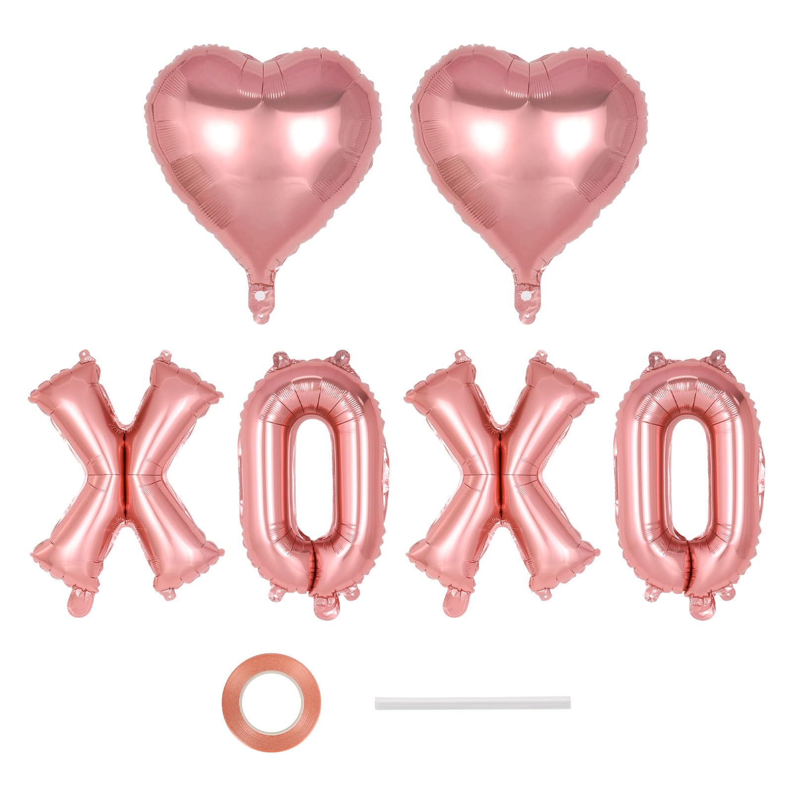 Balony XOXO w kolorze różowego złota, 40 cm, XOXO, balony foliowe, baner, balony walentynkowe, balony w kształcie serca, na walentynki, ślub, zaręczyny, dzień galentyny, wieczór panieński, przyjęcie
