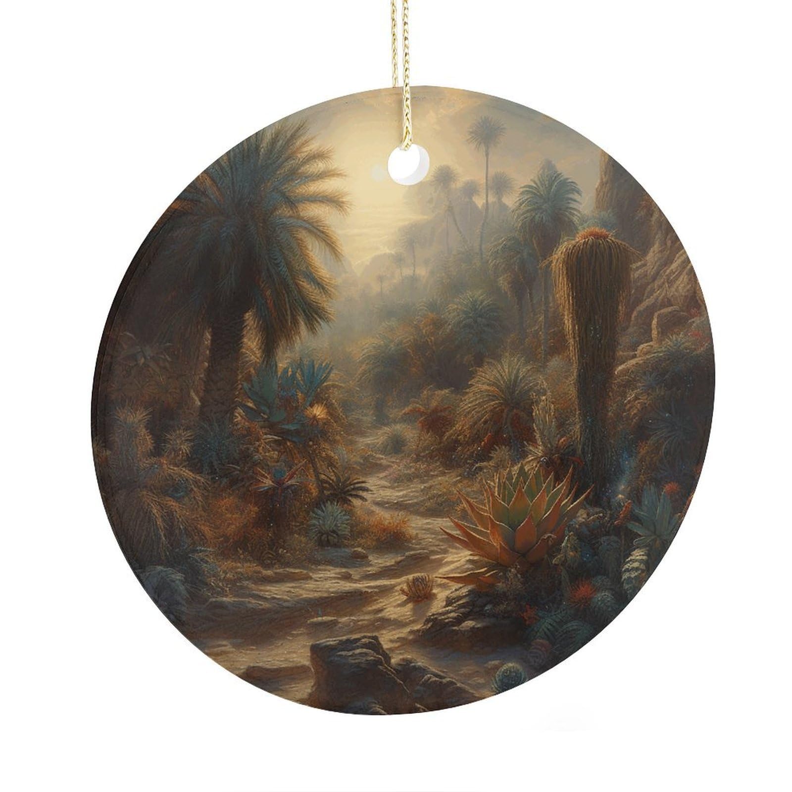 Fekiloot Style Mysterious Jungle Christmas Ornaments 2.9 Inch Round Ceramic Ornament Keepsake Thank You Gifts For Office, Room, Home - Holiday Present Ideas