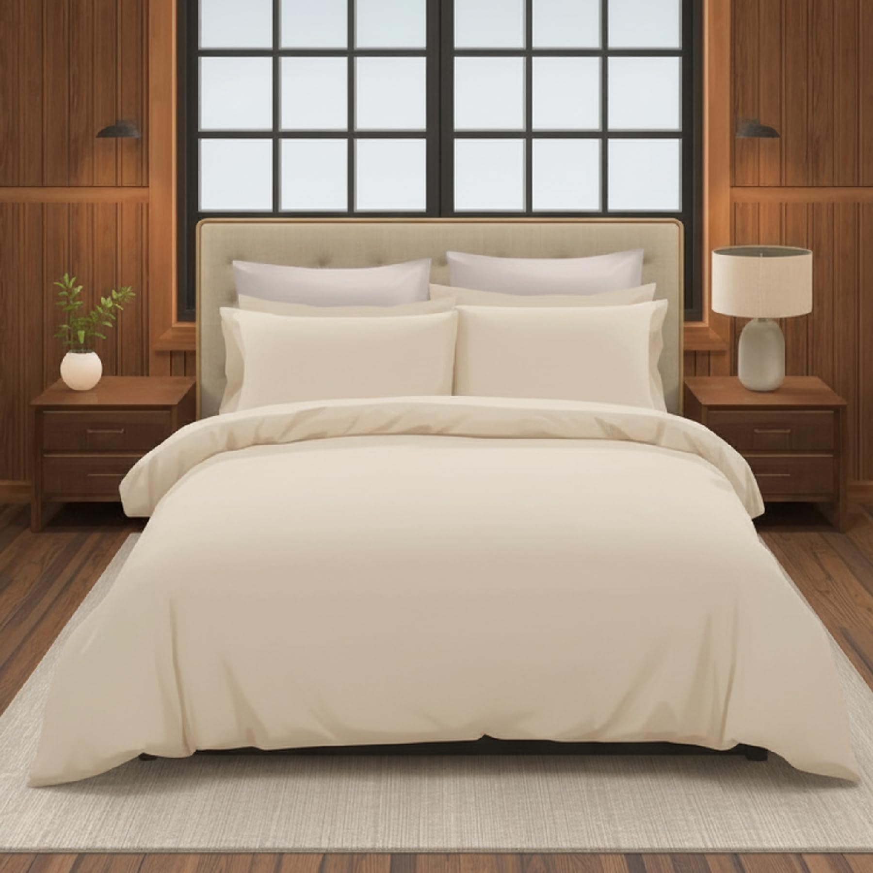 Duvet Cover Set 1200TC 100% Egyptian Cotton Premium 3-Pieces 1-Duvet Cover & 2-Pillow sham Cover Soft as Feather Home and Hotel Zipper & Tie Closure (Ivory, Single_60 X 90 Inch)-image-39