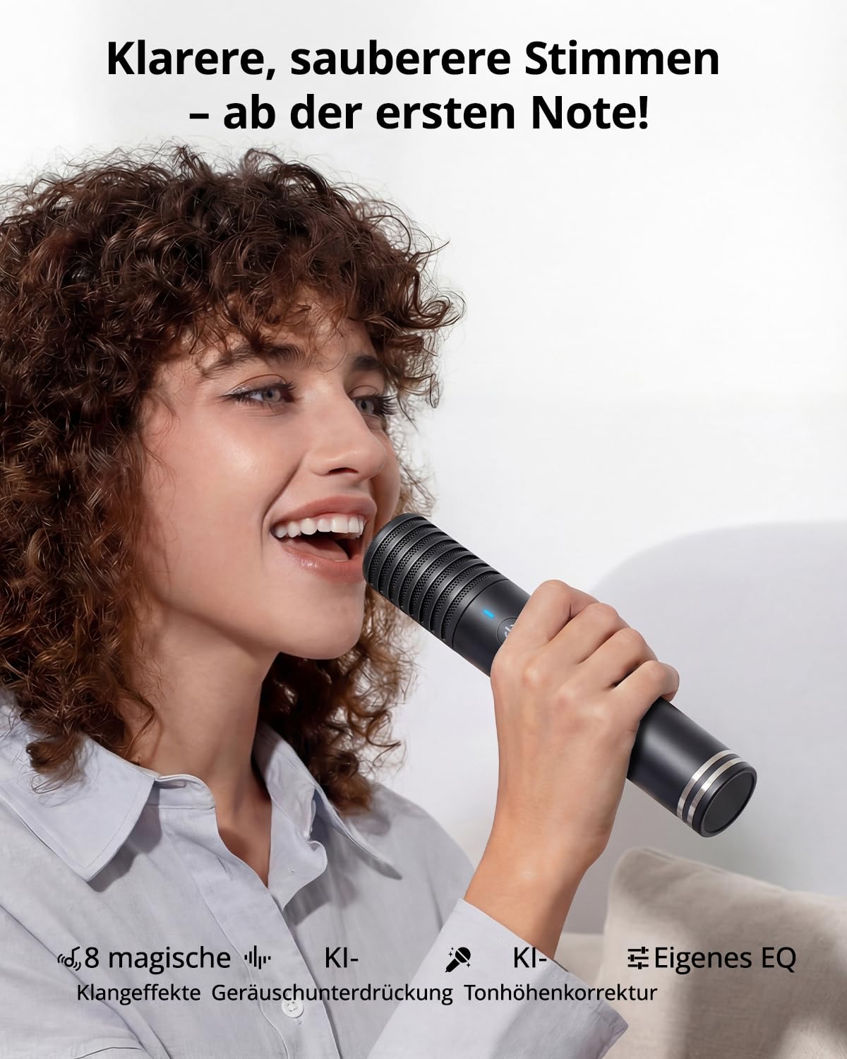 Ikarao Karaoke-Maschine - Komplettsystem mit Textanzeige, 2 Mikrofonen, 140W, Bluetooth, HDMI-Anschluss, selbstaufladend, für Karafun-App, ideal für Home-Party & Fernseher （Shell S2）