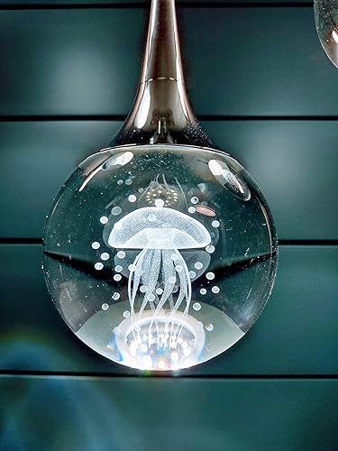 Miniatura 9 de CHYING Lámpara colgante de cristal de lágrima de 1 luz, mini luz LED colgante de techo, globo medusa, iluminación colgante para cocina, isla, baño,