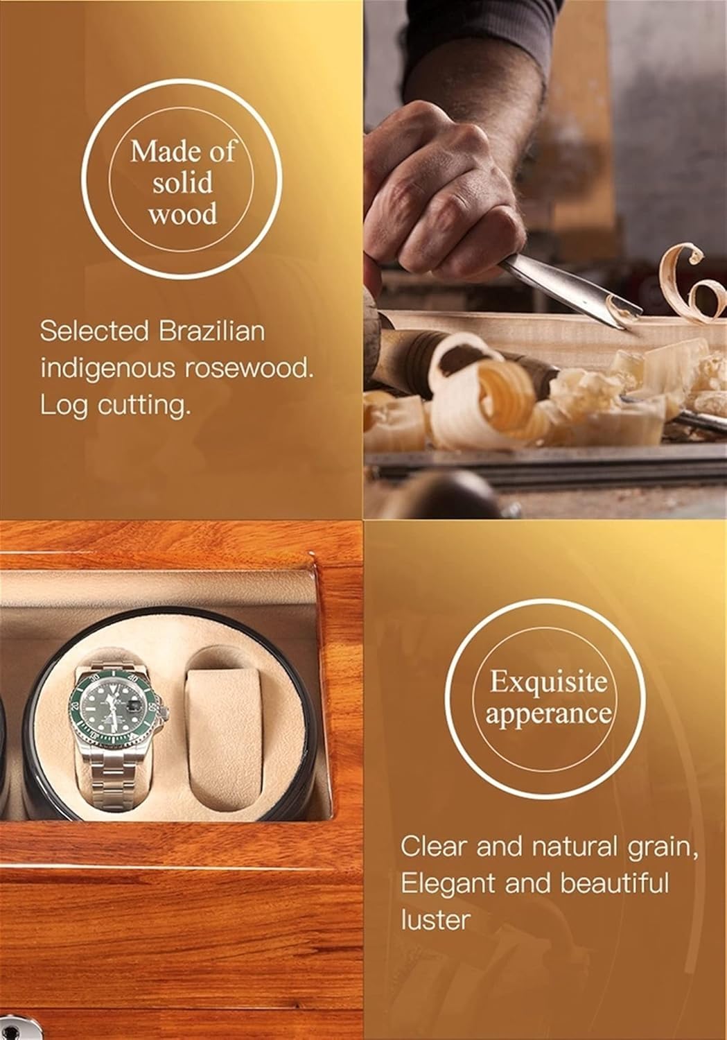 OBEJRZYJ Pudełko Noatnik Automatyczne magazynowanie silników z litego drewna Elastyczna poduszka (drzewo różane+brązowe) LWX