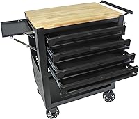 Vista 12 de Carro de herramientas de 4 cajones con ruedas, carrito de herramientas rodante, carrito de servicio industrial de servicio pesado con sistema