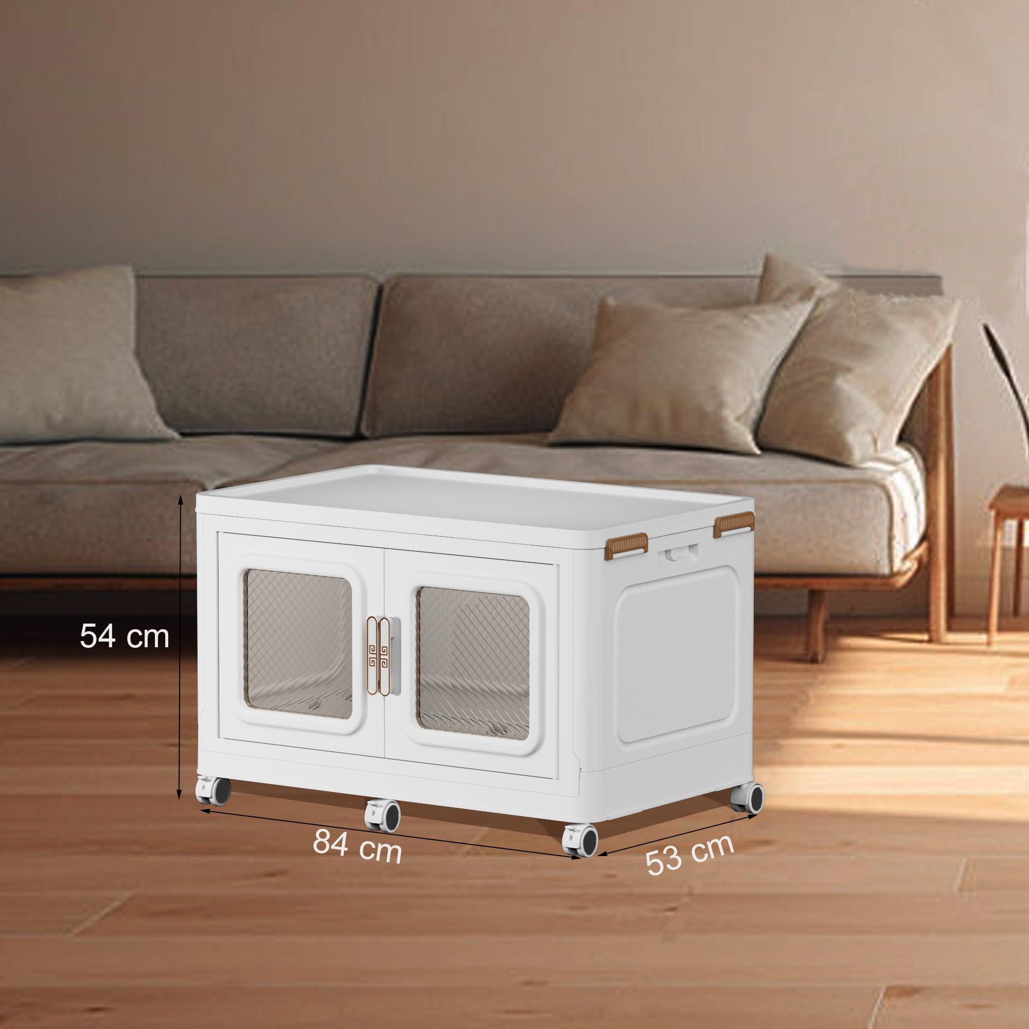 MECORLOR Aufbewahrungsbox mit Deckel & Rollen - Ordnungssystem für Kleiderschrank, Stapelbare Aufbewahrungskiste, Platzsparende Aufbewahrungsbox (PL 84-T1)