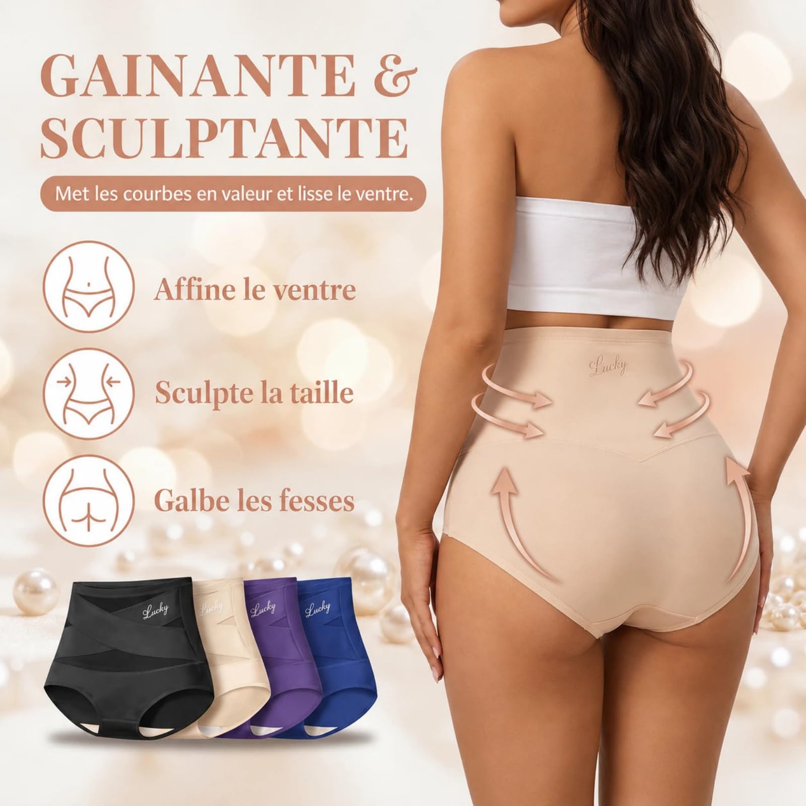 MEIION Maeline Culotte Gainante Taille Haute-Maintien Ventre Plat