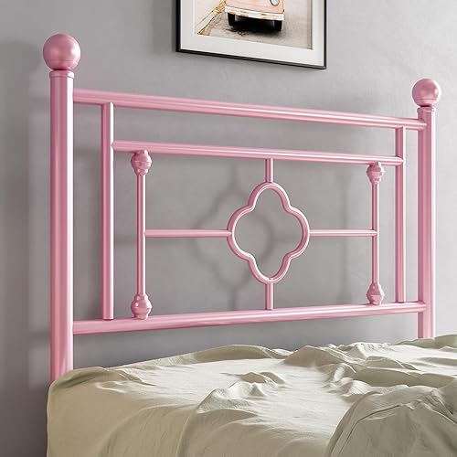 Miniatura 80 de HOOMIC Base de cama de plataforma metálica de tamaño individual de 14 pulgadas con estilo victoriano vintage, cabecera y estribo de hierro