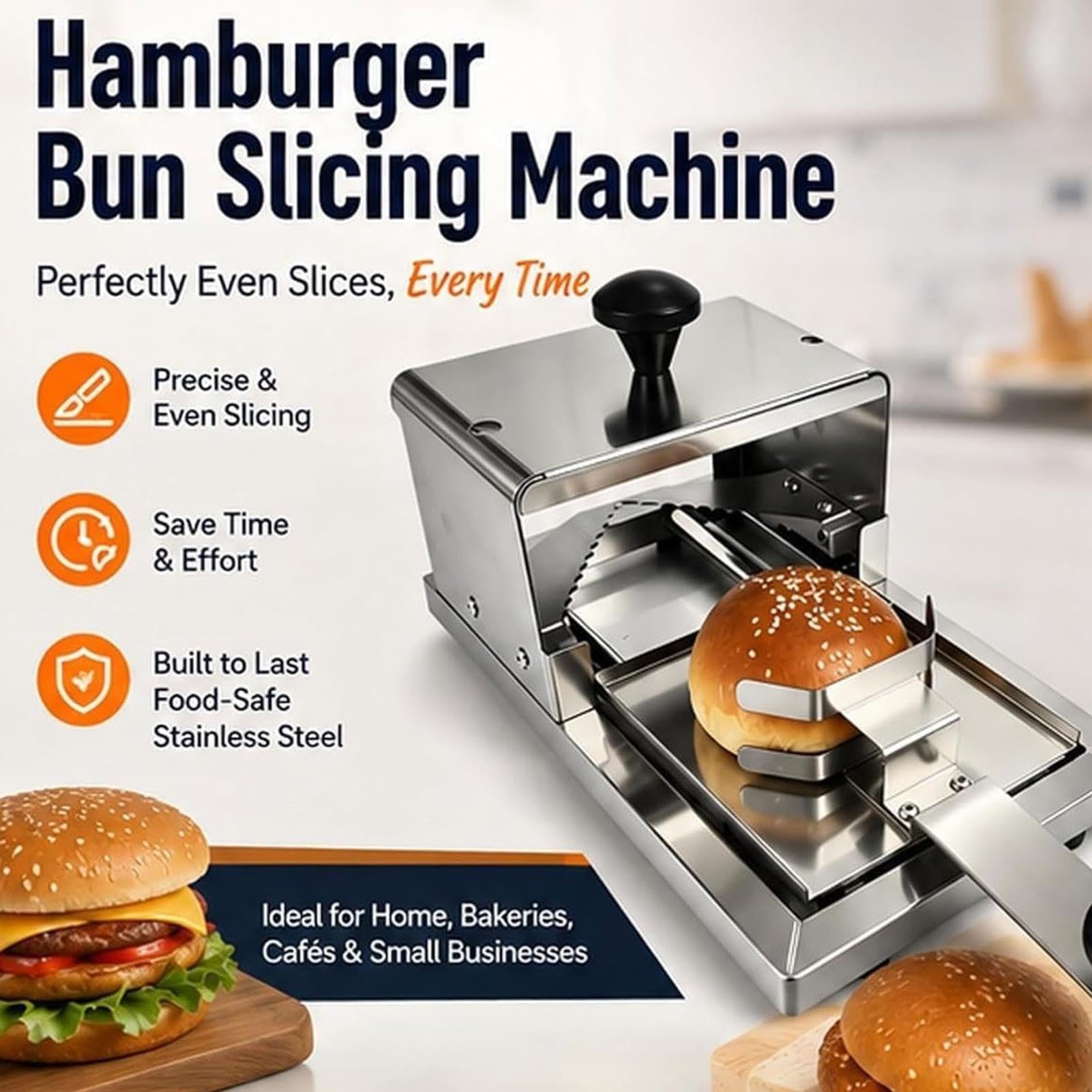 Affettatrice Manuale Commerciale Hamburger E Bagel,For Pane A Tutto Tondo