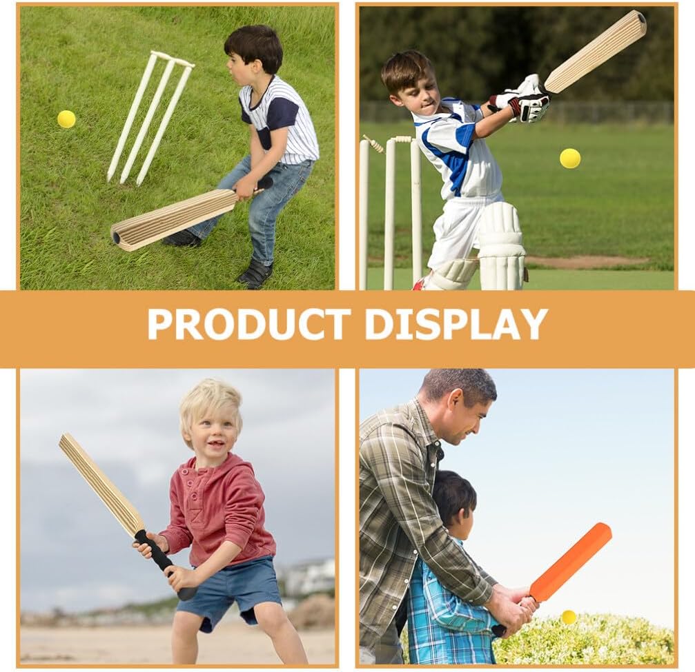 GANAZONO Kids Cricket Set: 4pcs Foam Cricket Bat with Balls Plastic Baseball Bat Exercising Bat Backyard Cricket Sets Baseball Training Game for Kids Adult