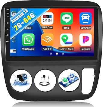 Android Car Stereo for Honda CRV 1997 1998 1999 2000 2001 Manual AC 2G+64G with Carplay Android Auto Mirror Link 9 inch Touchscreen with GPS Navigation WiFi 26UI Bluetooth FM Backup Camera