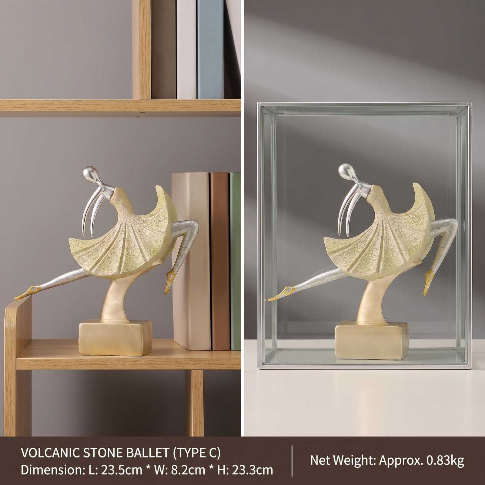 Figura Decorativa | Design Astratto Moderno, Scultura di Danza, Finitura metallizzata Argento, Statuetta di, per Soggiorno, Ufficio, Stile D