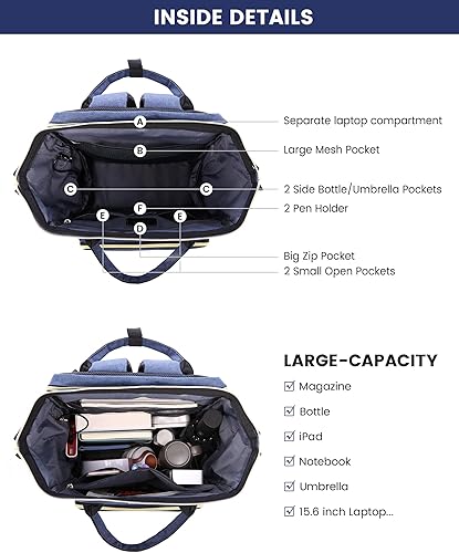 Miniatura 4 de LOVEVOOK - Mochila para laptop de 17.3 pulgadas, resistente al agua, con compartimento para laptop y cargador, mochila grande para viaje y trabajo,