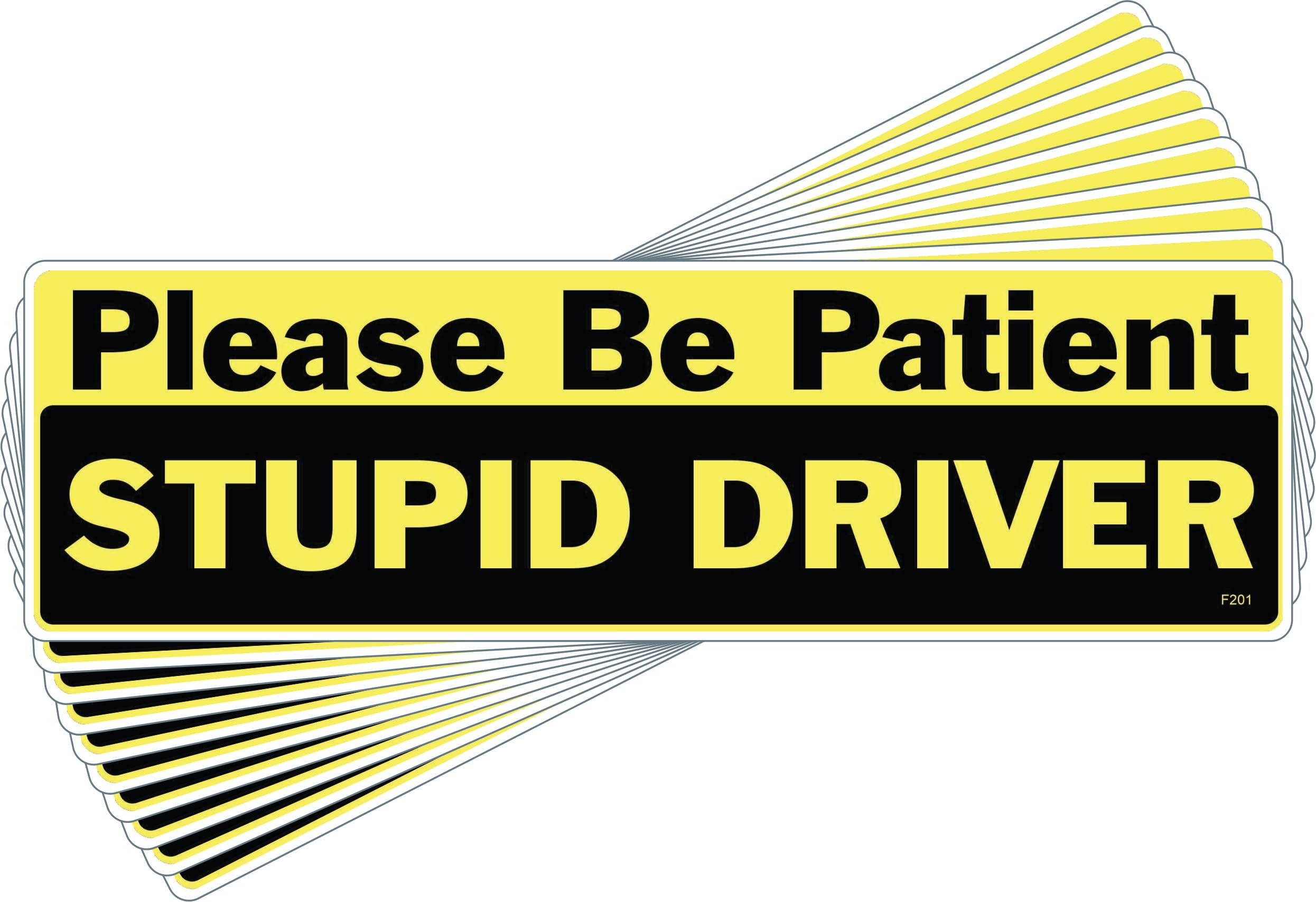 Adhesivo para parachoques Please Be Patient Stupid Driver de vinilo 10x3 parodia divertida