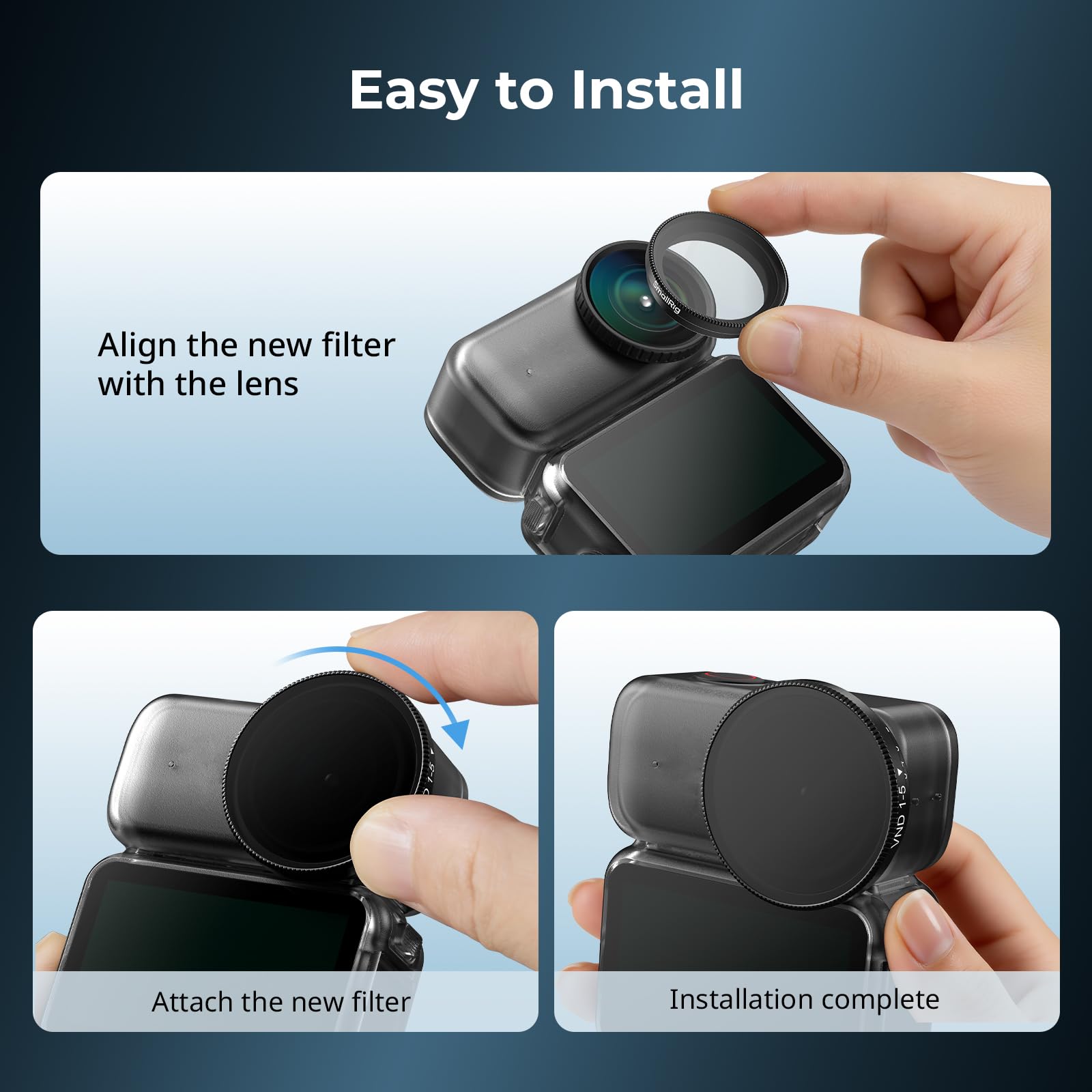 SmallRig Filtro Nano VND 1-5 Stop per DJI Osmo Nano, filtro ND2-ND32 variabile, filtri ND regolabili, realizzato in vetro ottico HD multistrato, include custodia