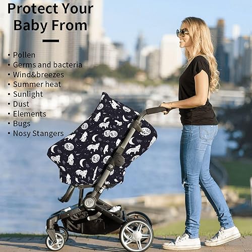 Miniatura 7 de Wolf Star and Moon - Fundas de asiento de automóvil para bebé, cubierta suave para cochecito de bebé, fundas de lactancia materna para niñas y niños