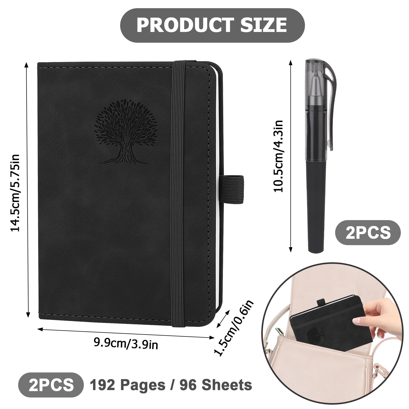 A6 Notebooks, 2 Pcs A6 Notebook, Pocket Notebook Small Note Pads, 14.5 x 9.9cm, 80 GSM, 192 Pages - Image 2