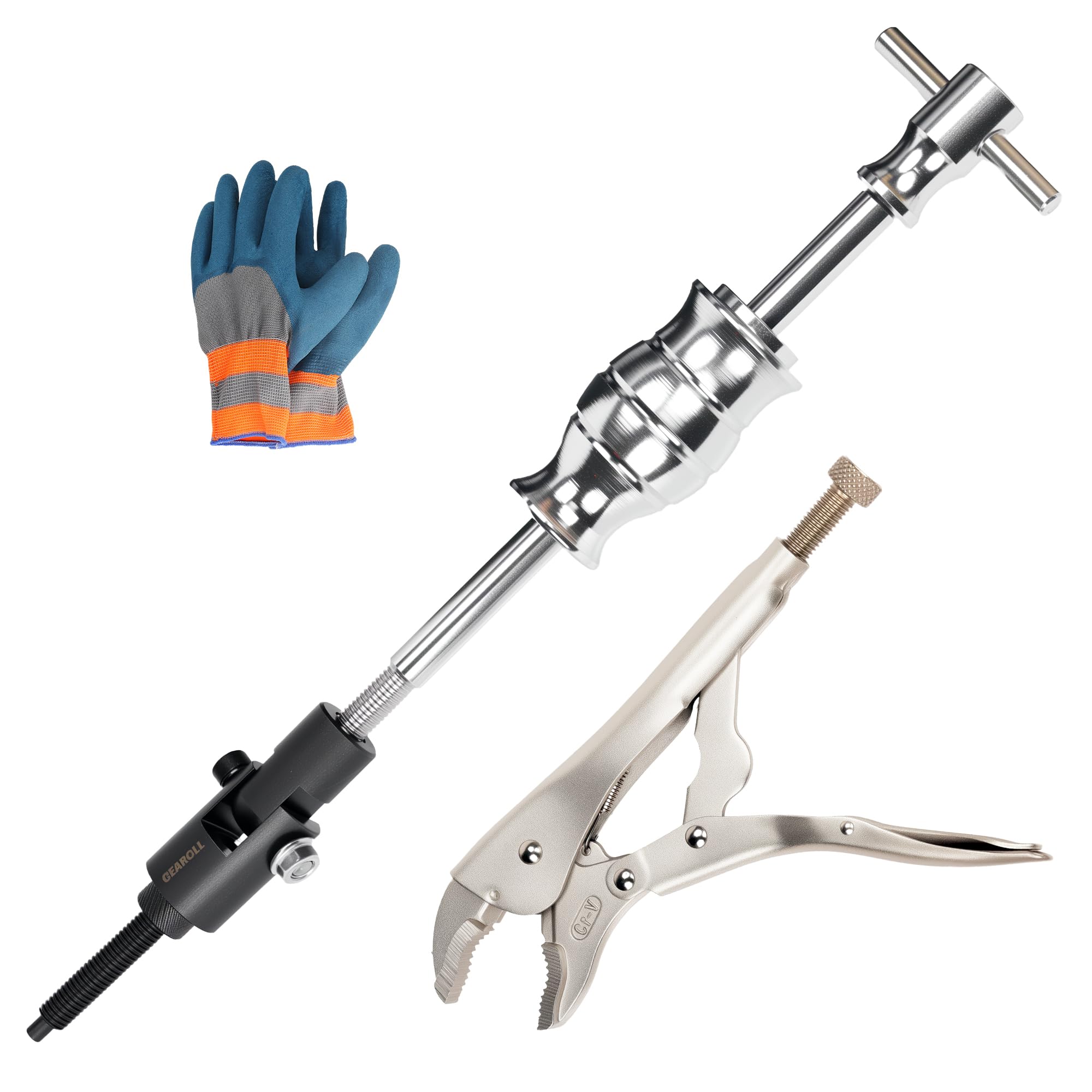 Photo 1 of GEAROLL Locking Pliers Slide Hammer Puller Set, 9.8 in Locking Pliers 2 lb Slide Hammer with Quick Release Swivel Connector, Vise Grip Slide Hammer for Nail Bolt Pin Seal CV Axle Removal Tool