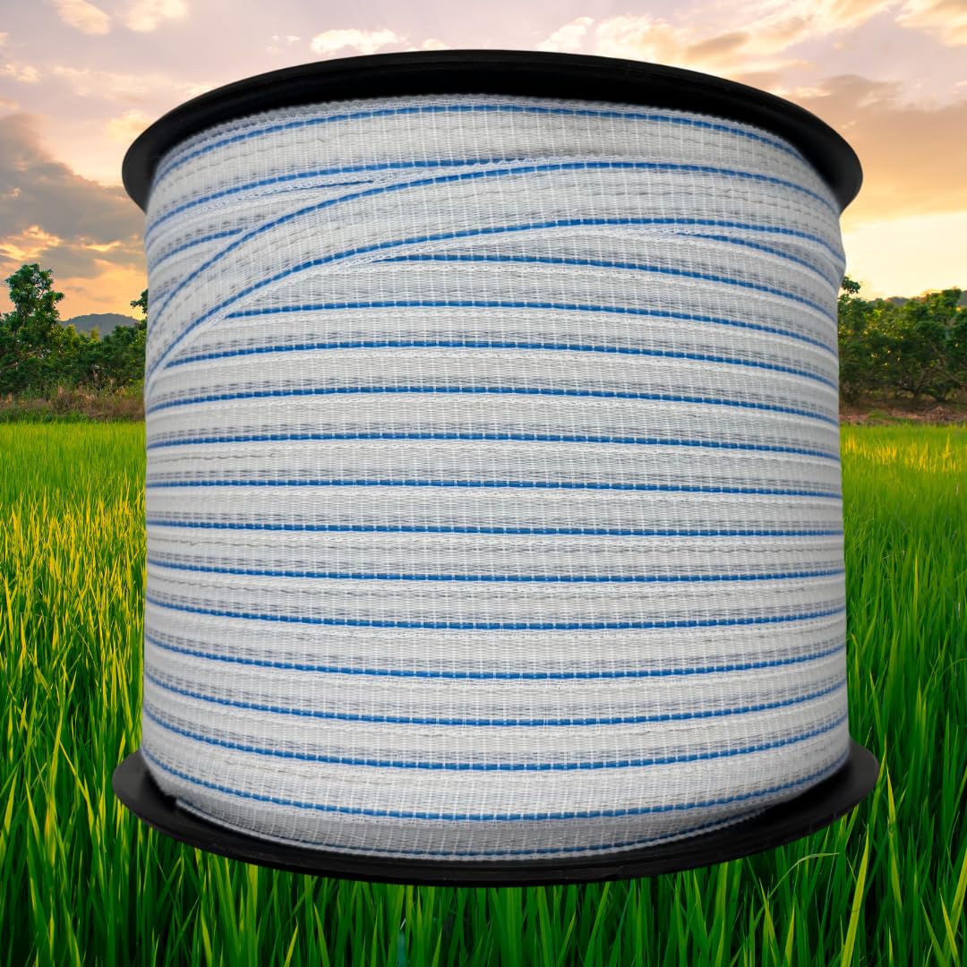 PREMIUM-Weidezaunband 500 m, 20 mm, weiß-blau – Höchste Leitfähigkeit & Sichtbarkeit