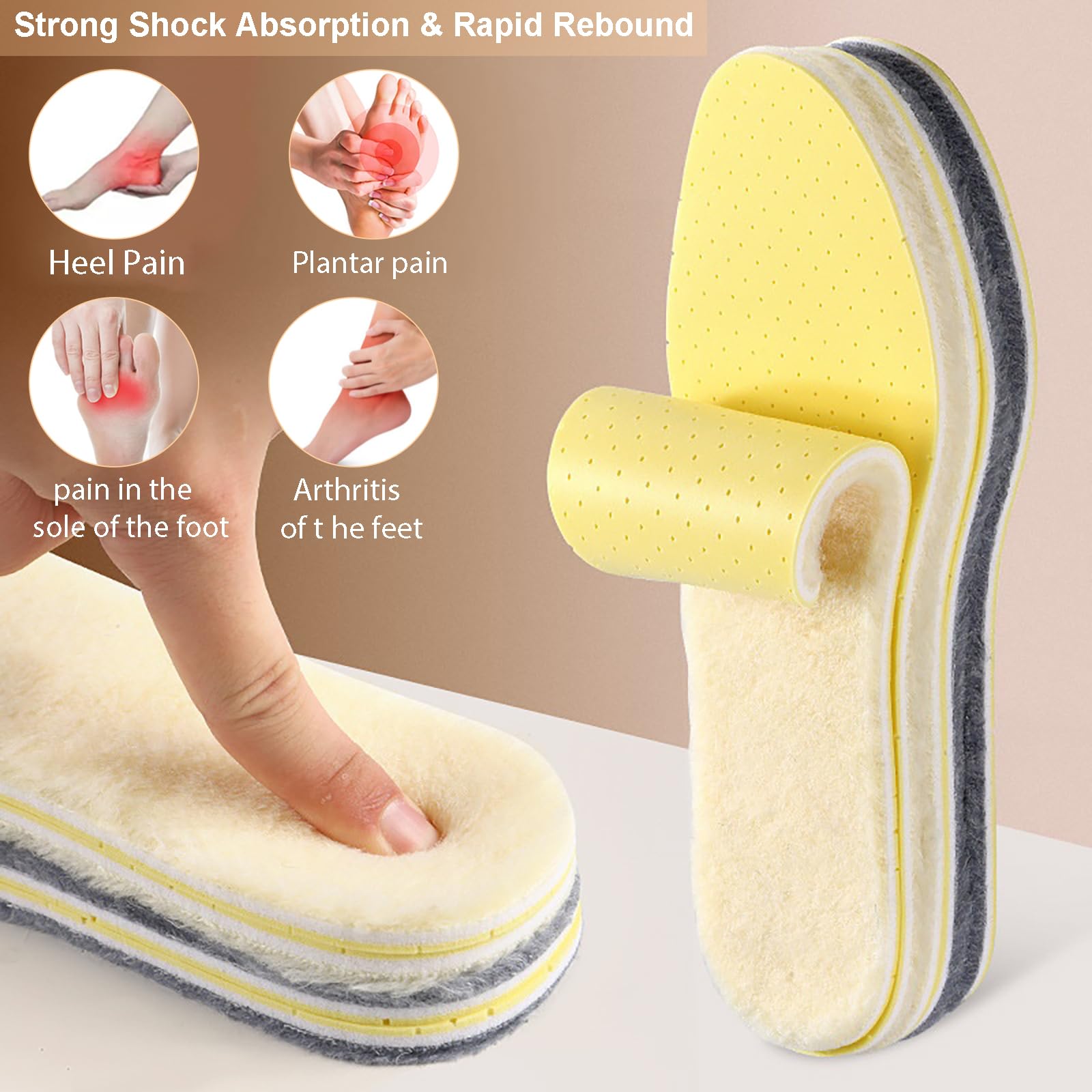 Solette Termiche Invernali Lana Calda Solette in Lana Naturale Soletta Scarpa inserti Solette Scarpe Termiche in Lana d'agnello Donna Uomo Adulto Adatto gli Stivali e Scarpe in Invernali Confortevole