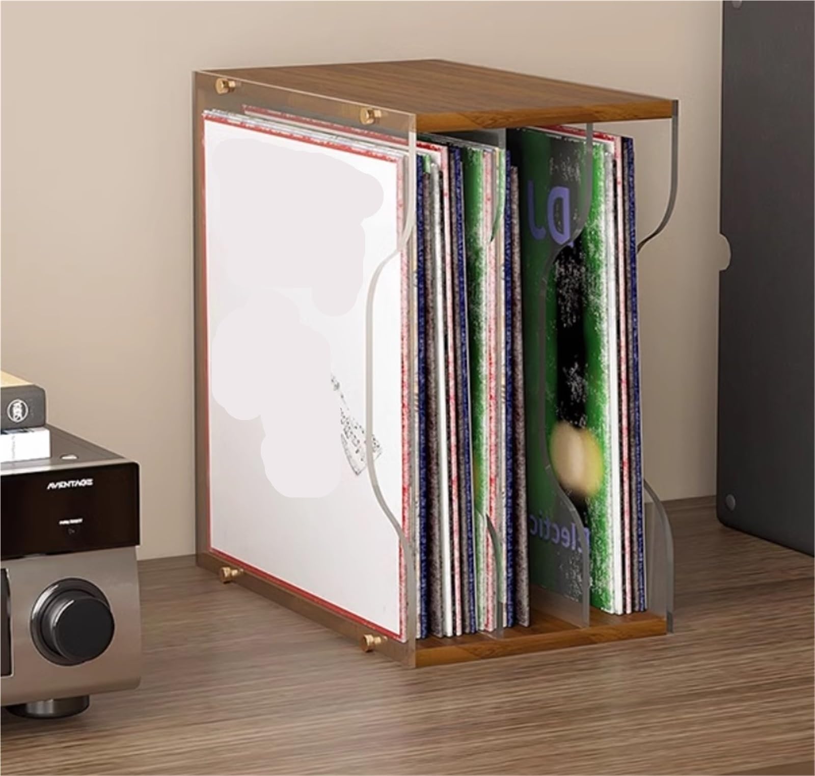 Porta Vinili Scatola Portaoggetti in Acrilico Trasparente for Dischi in Vinile, Espositore for CD for Mobiletto da Banco Supporto Dischi