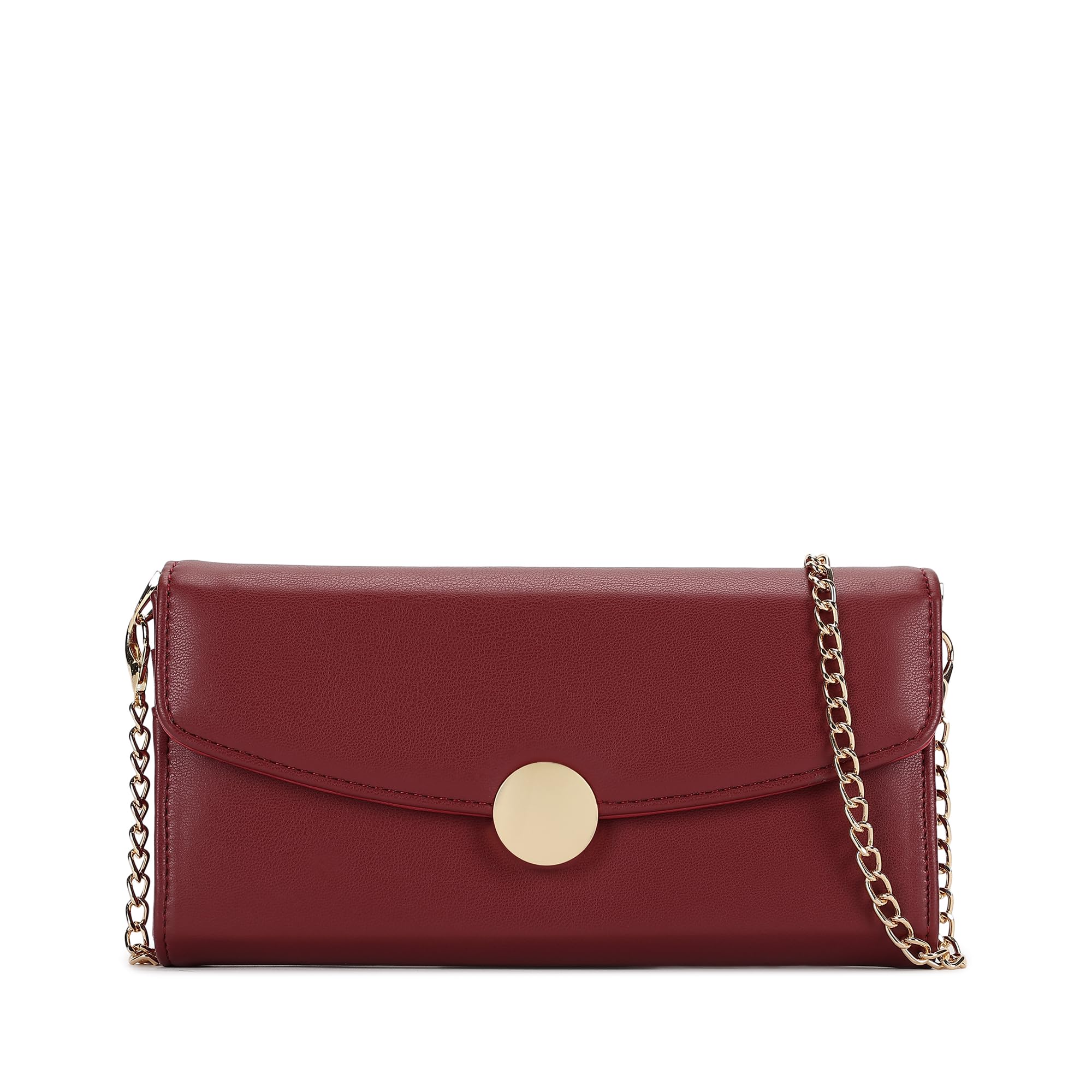 Women's Linklet Clutch | Detachable Chain, Card & Cash Slots, Magnetic Flap | Modern Evening Bag | 6 Months Warranty-image-0