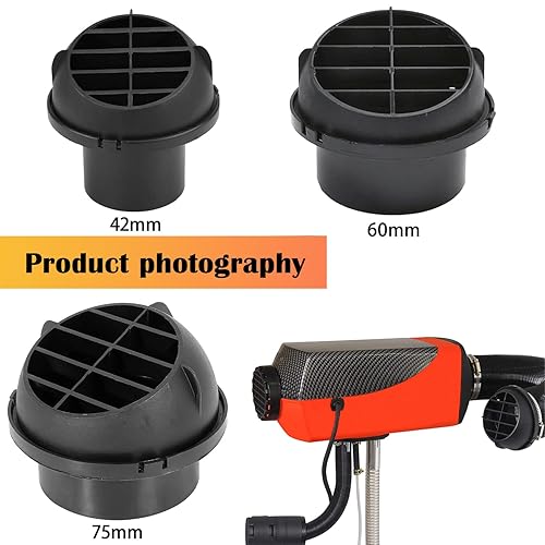 Miniatura 8 de Salida de ventilación de aire caliente, 2 piezas de calentador diésel giratorio de 360 grados, calentador de automóvil, manguera de conducto,
