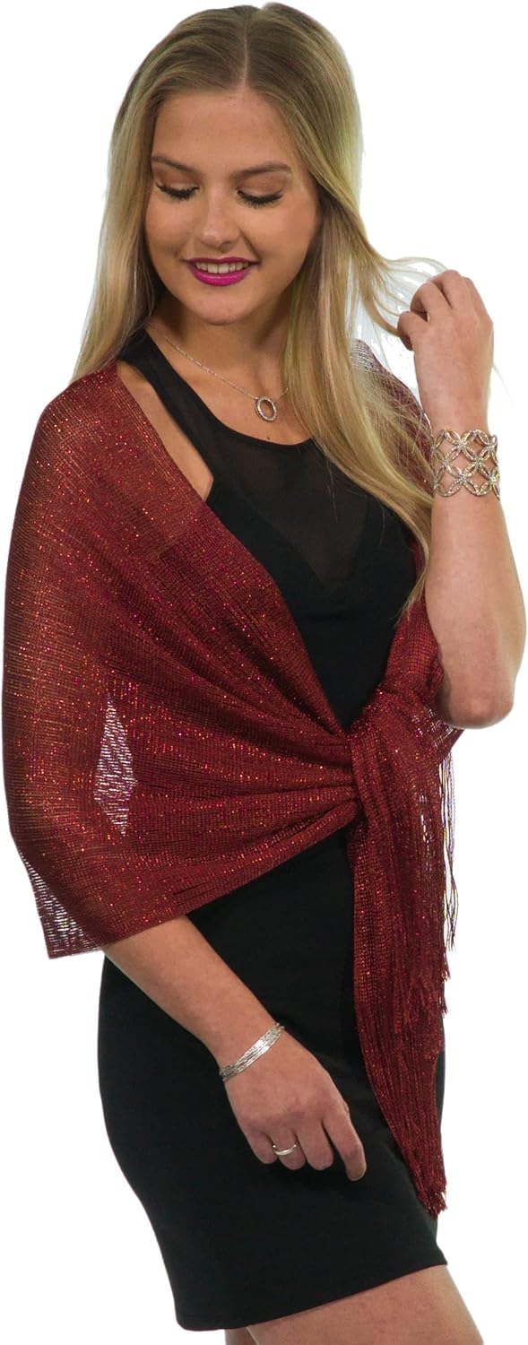 ShineGlitz Shawls and Wraps for Evening Dresses, Metallic Glitter Shawls for Women, Sparkling Wedding Giving Shawl Gift - Image 3