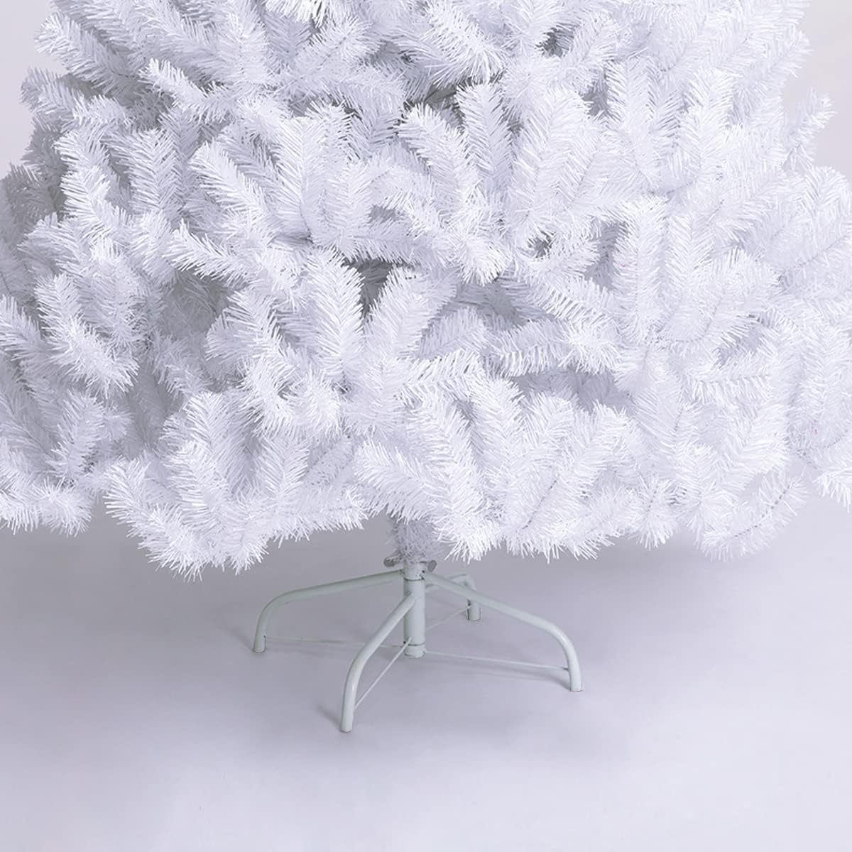 GYMAX Árbol de Navidad Artificial de 210 cm, Árbol de Navidad con Encaje de 950, Christmas Tree Artificial con Soporte de Metal, Material de PVC, Blanco