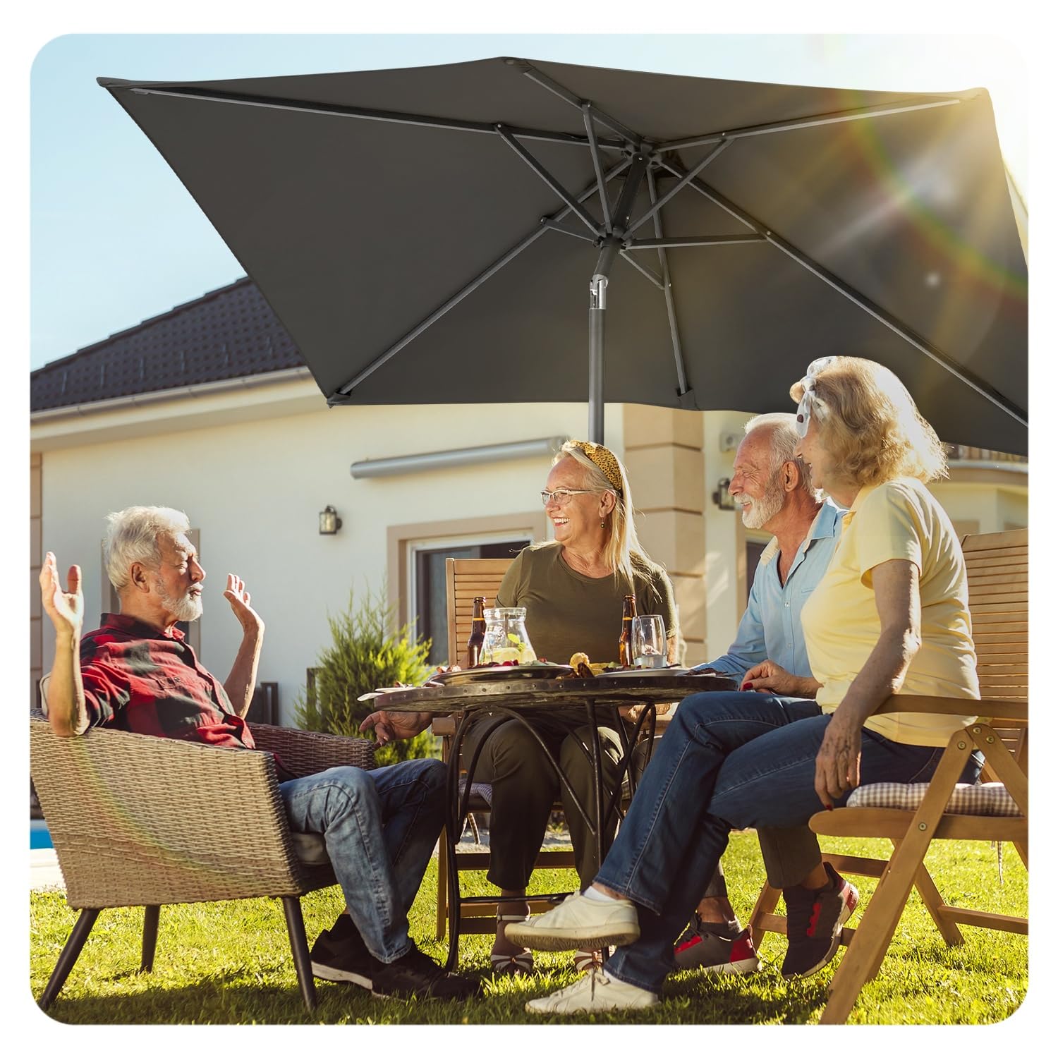 Parasol przeciwsłoneczny, prostokątny, 210 x 140 cm/300 × 200 cm, parasol ogrodowy, na taras, do ogrodu