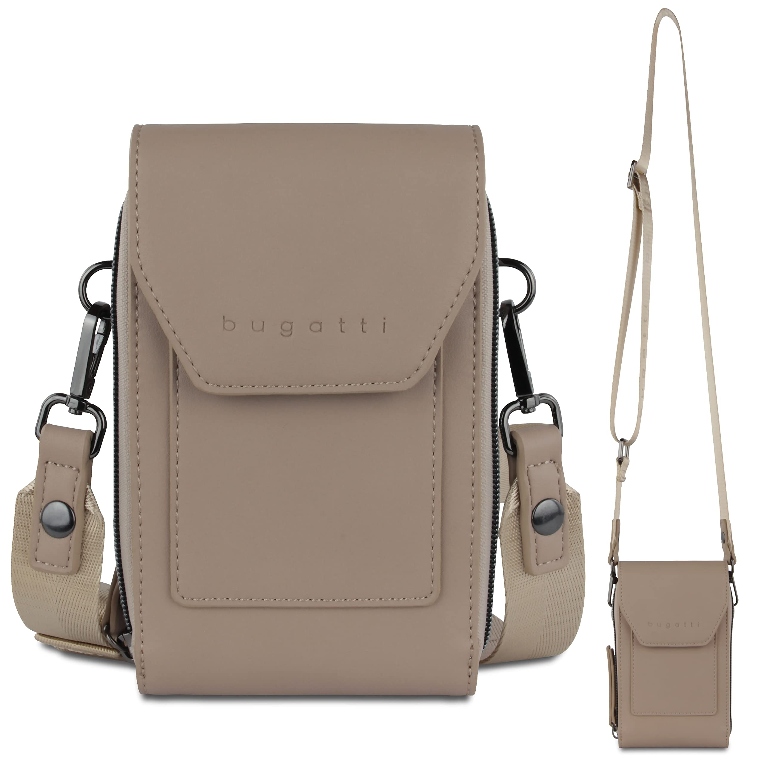bugatti Almata Umhänge-Geldbörse mit Smartphone-Fach, Crossover Tasche für Damen, sand