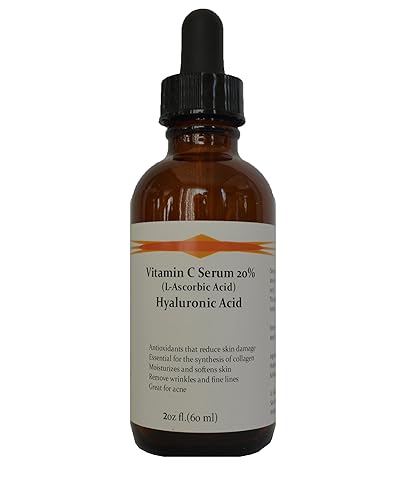 Suero para la piel con vitamina C al 20% (ácido L-ascórbico) con suero antienvejecimiento de ácido hialurónico puro (2oz)