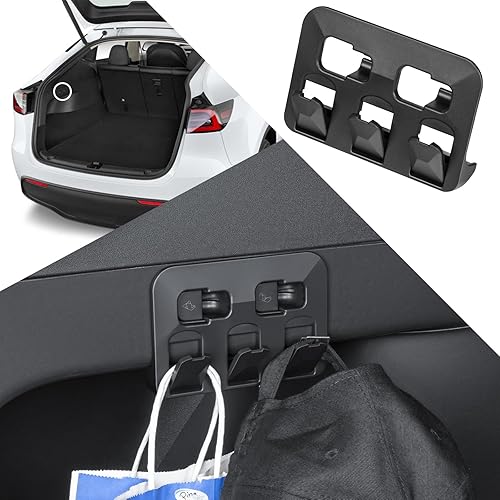 KUNIST Upgrade Rear Trunk Hook for 2020-2025 Tesla Model Y Trunk Grocery Bag Hooks for 5 Seater Tesla Model Y Accessories (Not fit 2025 New Model Y Juniper)