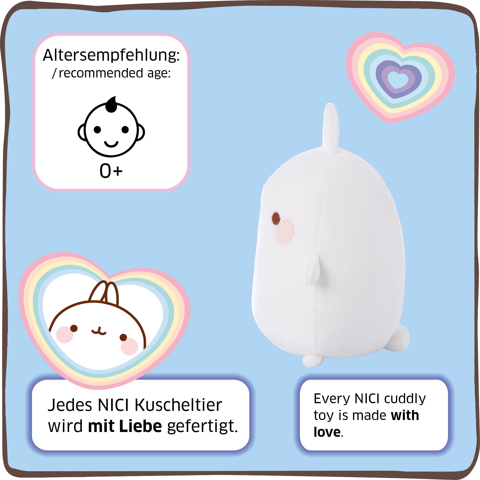 NICI Peluche Molang 48 cm I Adorabile Star dei Social Media e della TV per i Giochi e le Coccole – 47750