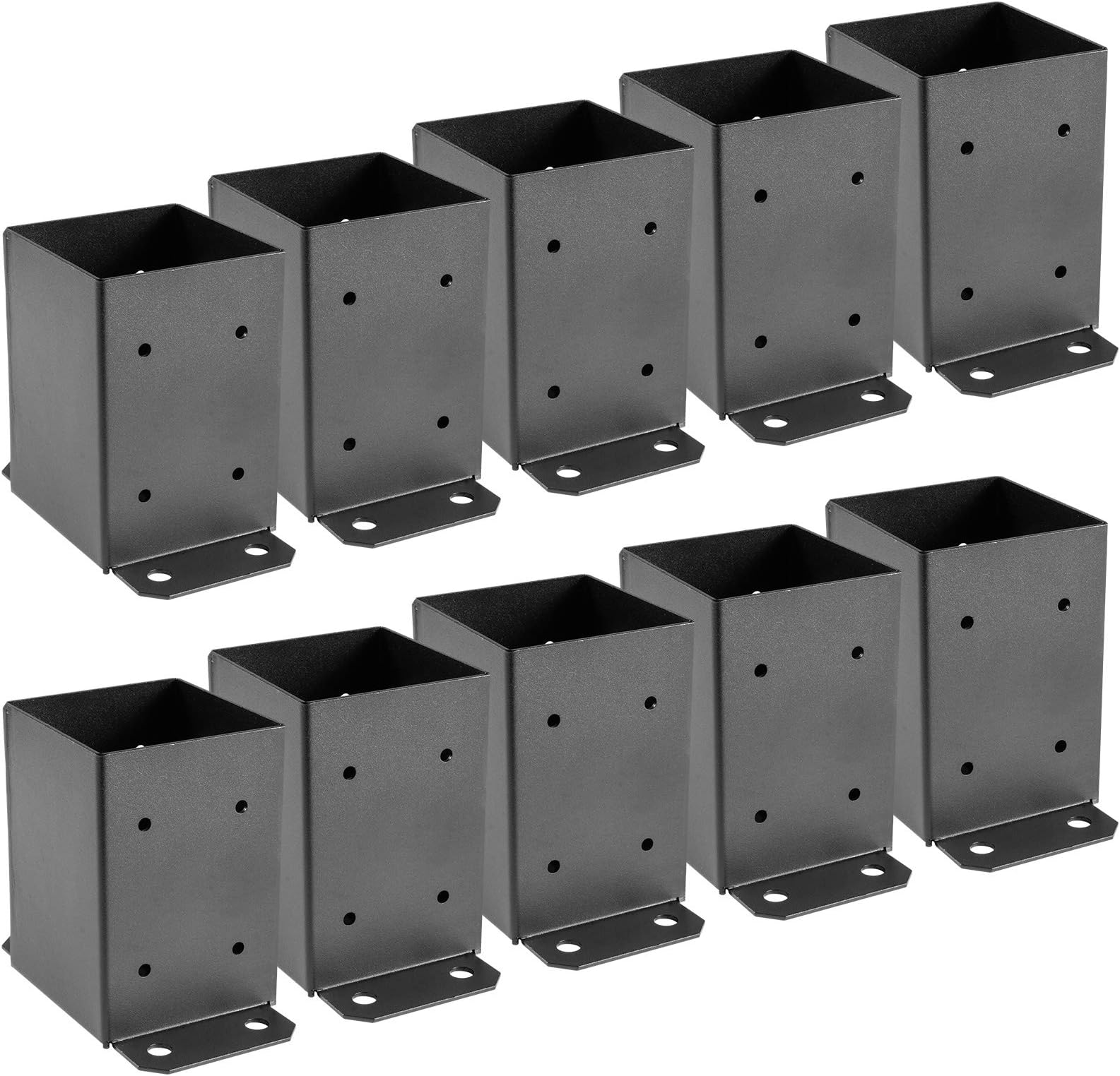 VEVOR 4 x 4 Post Base 10 PCs, Deck Post Base 3.6 x 3.6 inch, Post Bracket 2.5 lbs Fence Post Anchor Black Powder-Coated Deck Post Base with Thick Steel for Deck Supports Porch Railing Post Holders