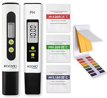 Konvio Neer Total Dissolved Solids TDS Meter, Ph Meter and Ph Strip, Full Water Testing Kit with Buffer Powder