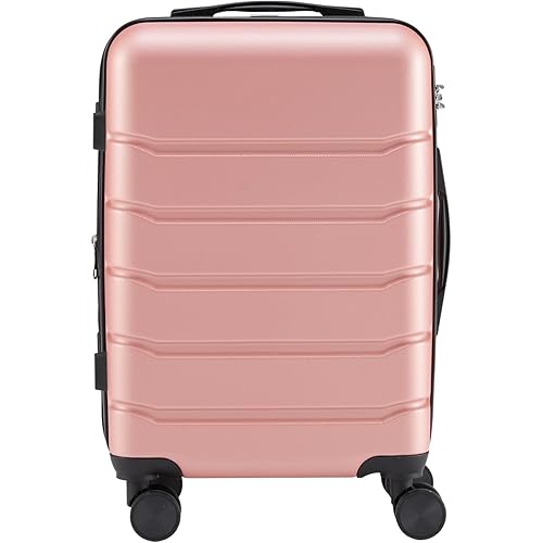 OLIXIS Carry On Hardside Luggage with Spinner Wheels Expandable TSA Lock Hard Shell Lightweight Suitcase, Pink, 20-Inch