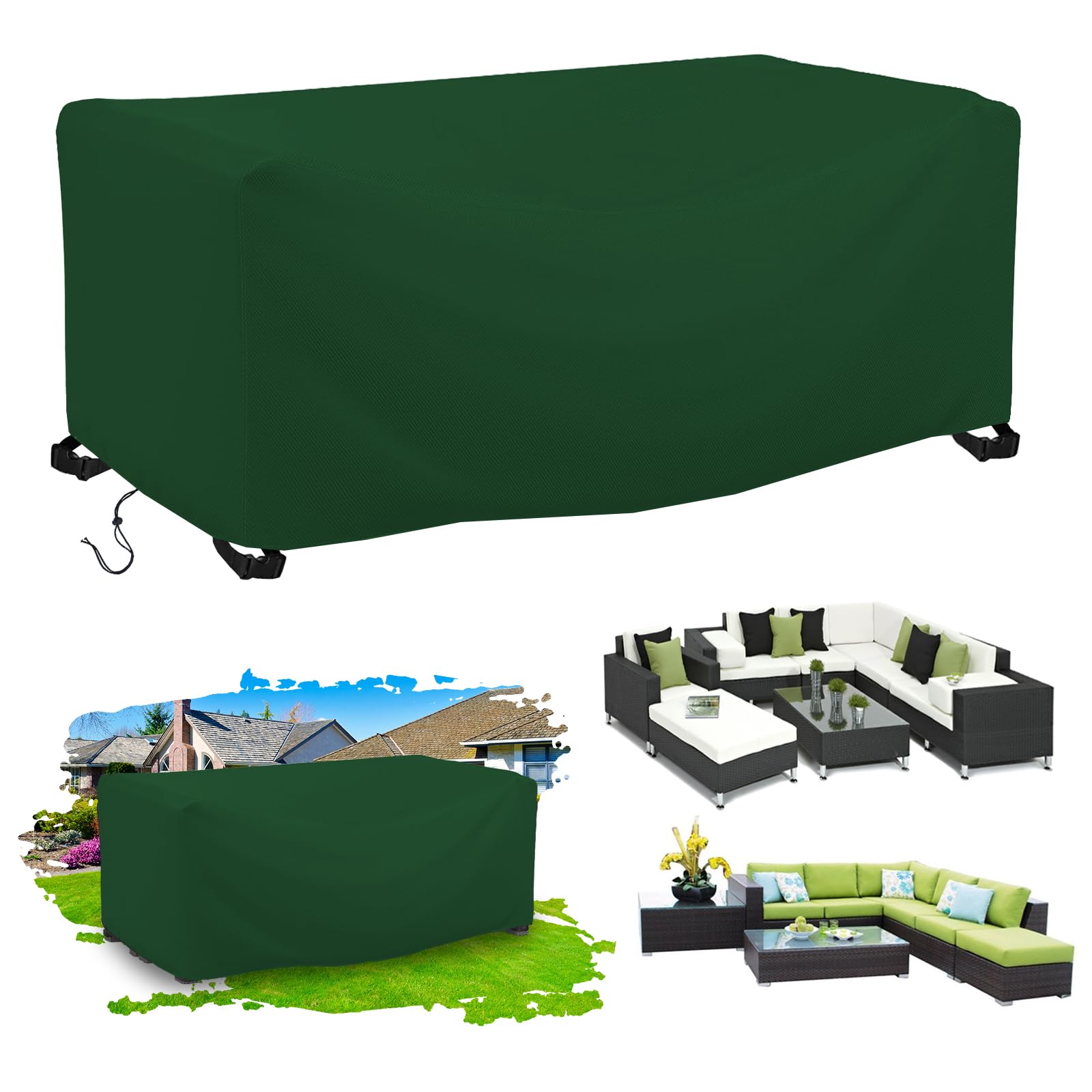 Copertura Per Mobili Da Giardino 150x90x90cm - Impermeabile, Anti-UV E Antivento In Oxford Verde | Per Tavoli Esterni - Foto 6