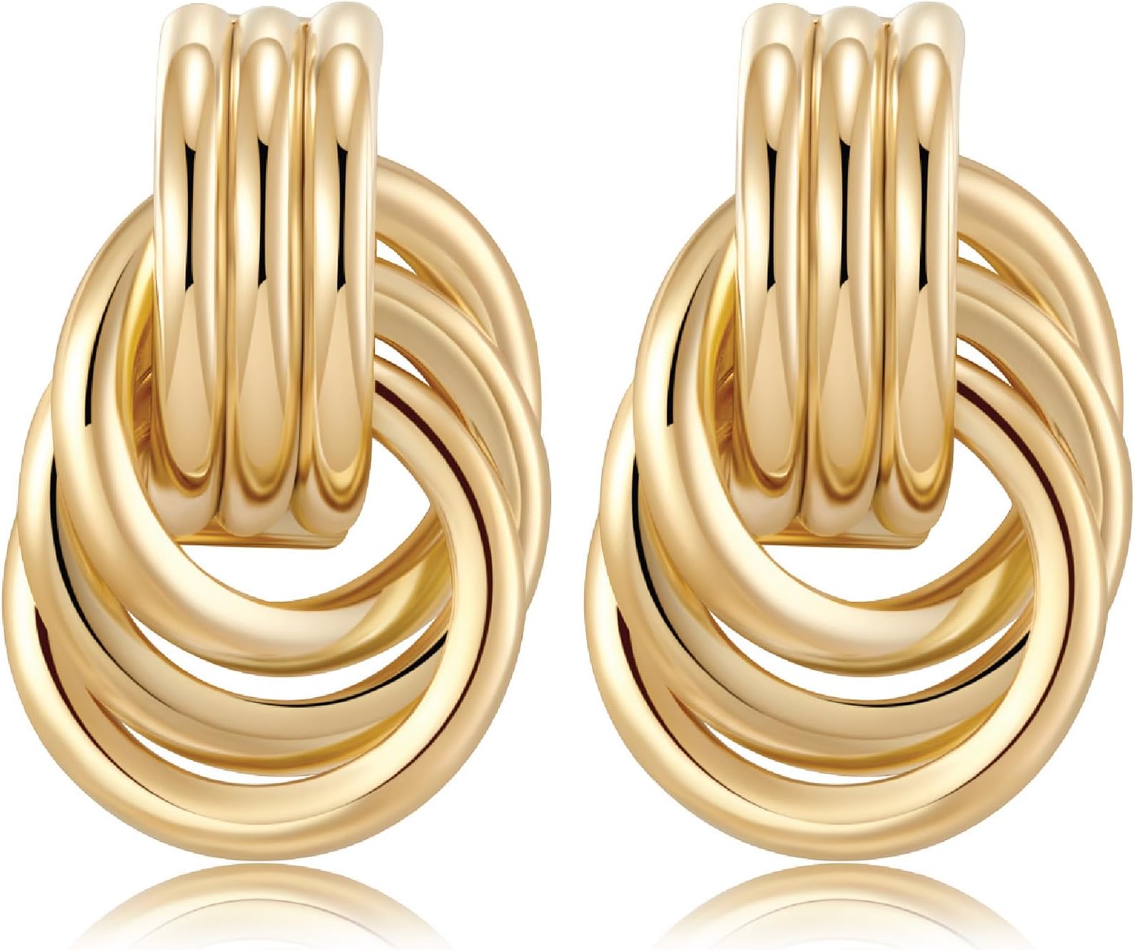 Chunky Gold Earrings for Women Knot Link Circle Statement Drop Dangle Classic Earrings Studs Trendy